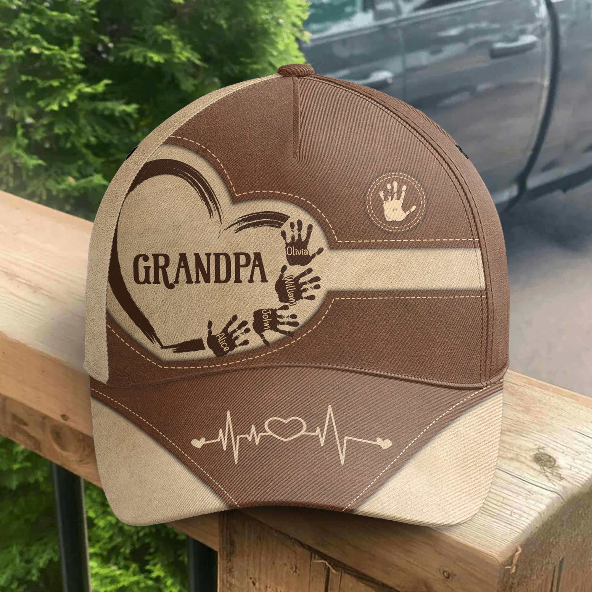 Grandpa Dad Kids Handprints - Personalized Classic Cap