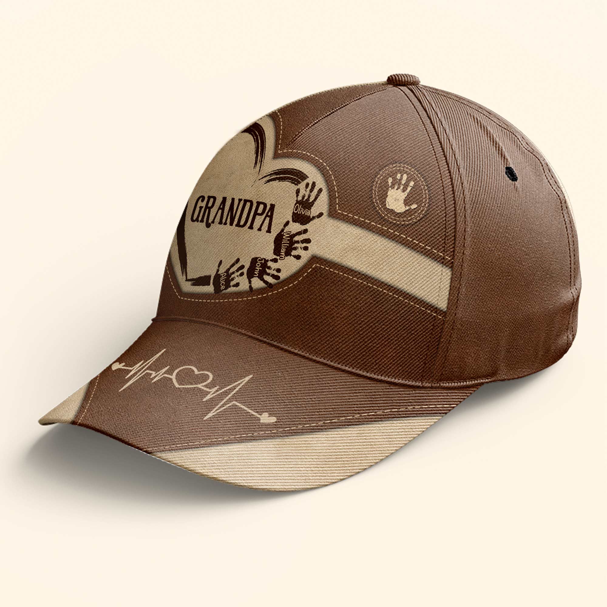 Grandpa Dad Kids Handprints - Personalized Classic Cap