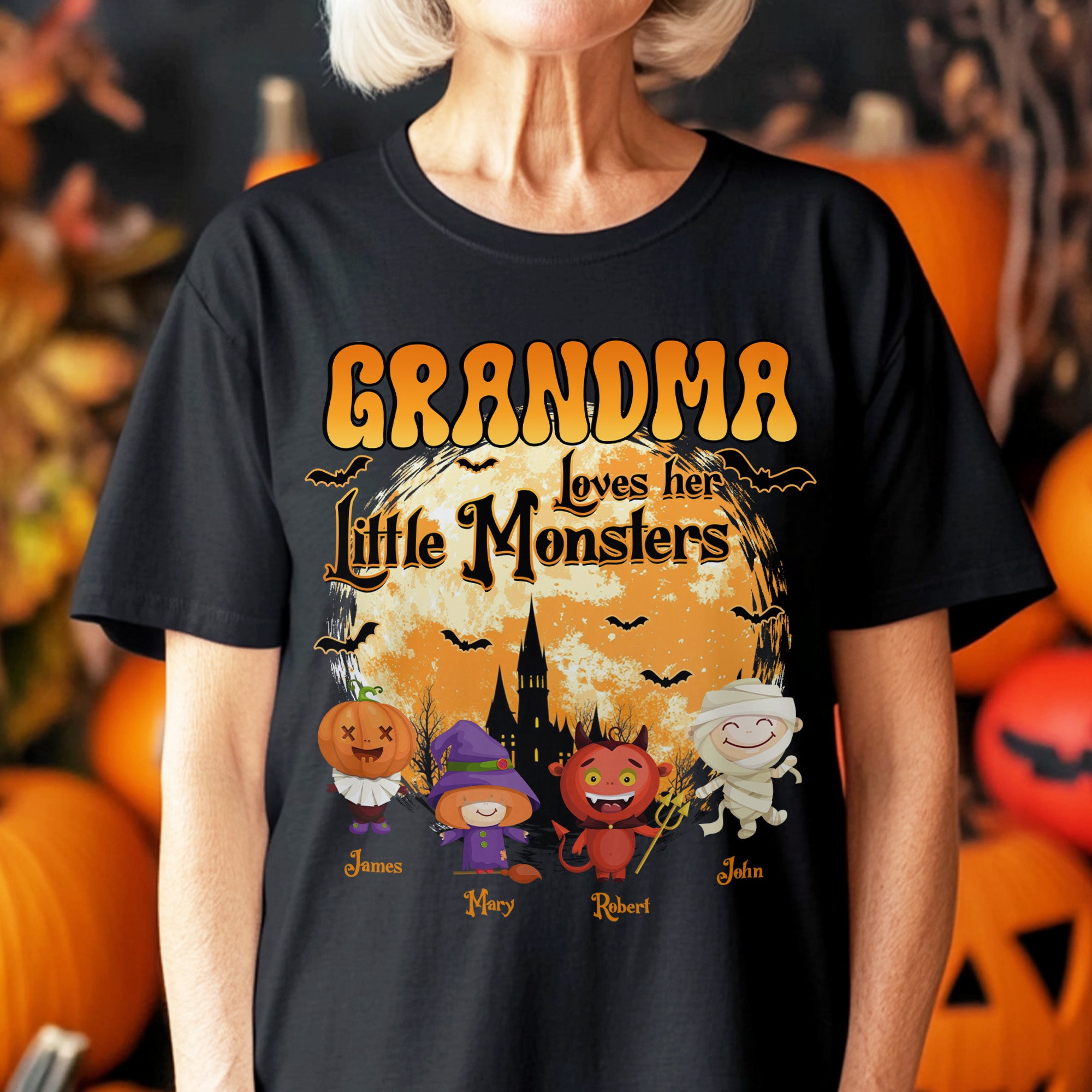 Grandpa Loves His Little Monsters Halloween Gift - Personalized Shirt