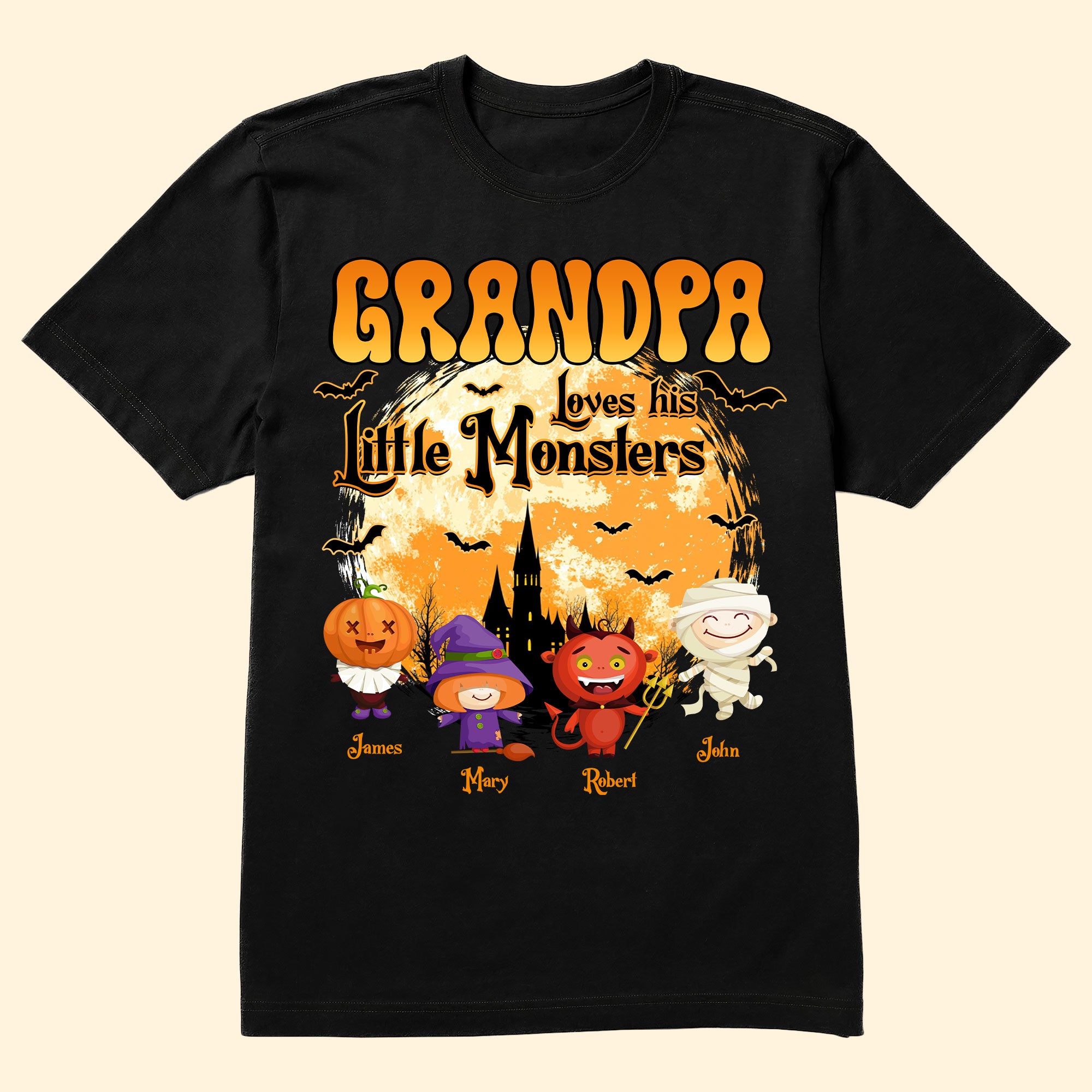 Grandpa Loves His Little Monsters Halloween Gift - Personalized Shirt