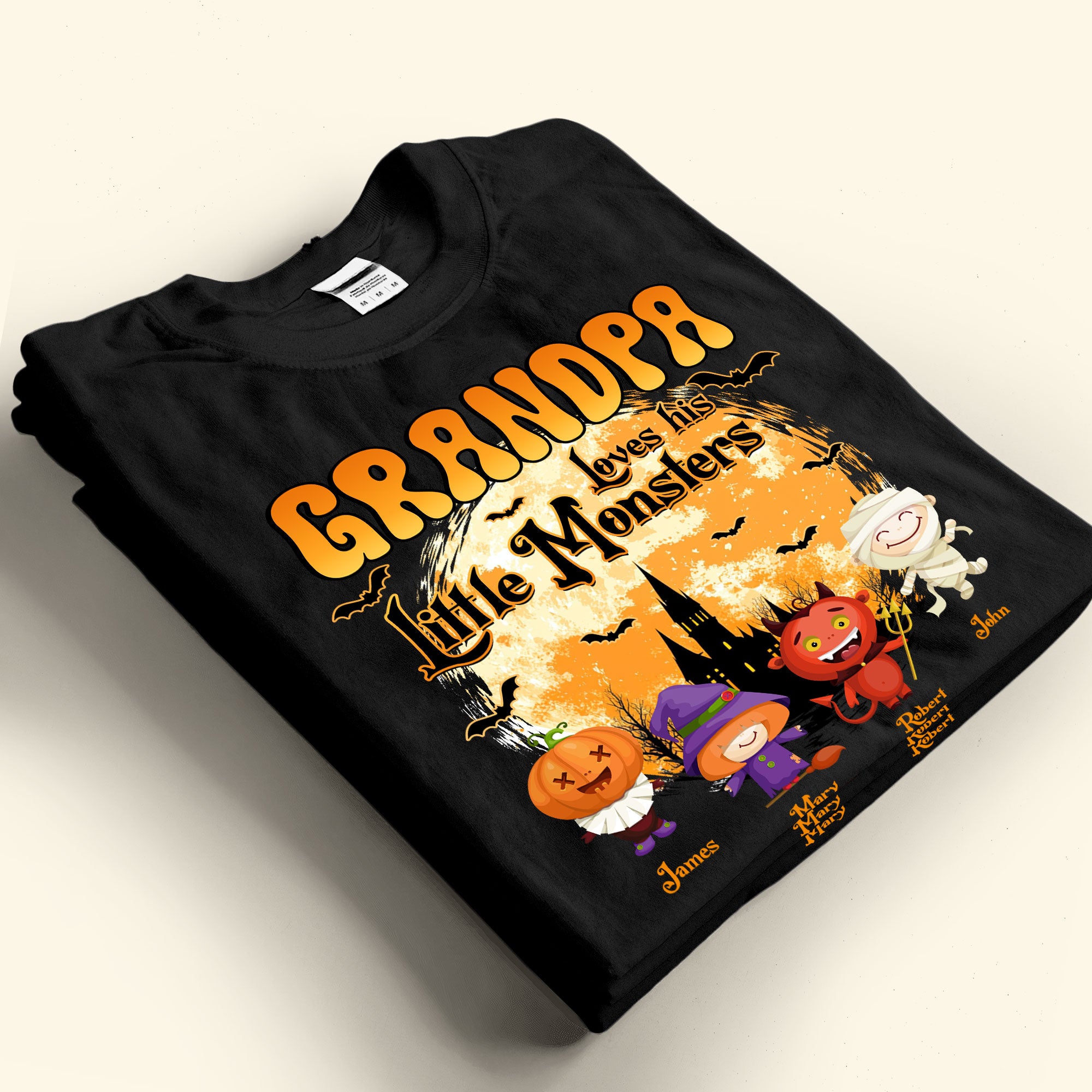 Grandpa Loves His Little Monsters Halloween Gift - Personalized Shirt