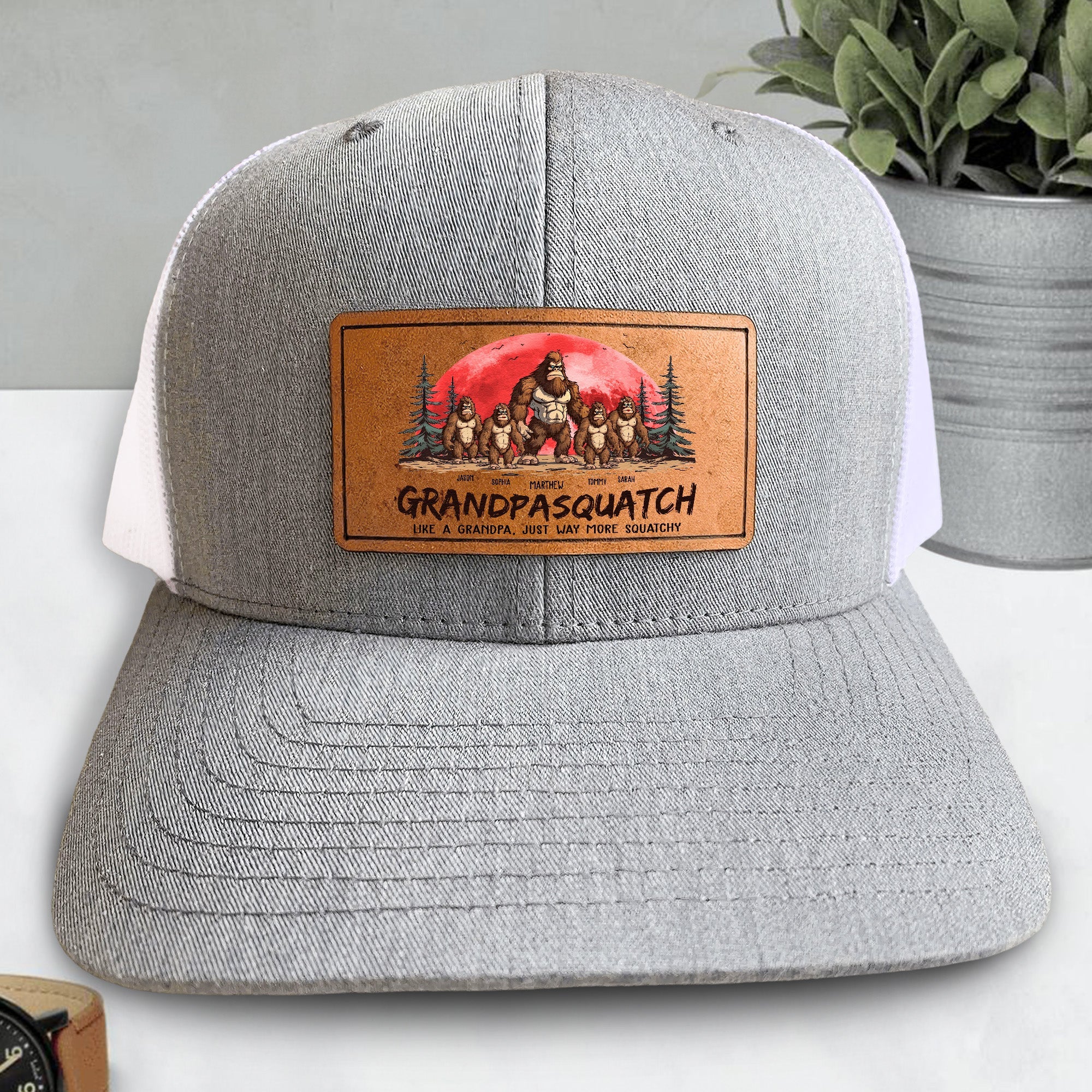 Grandpasquatch - Personalized Leather Patch Hat