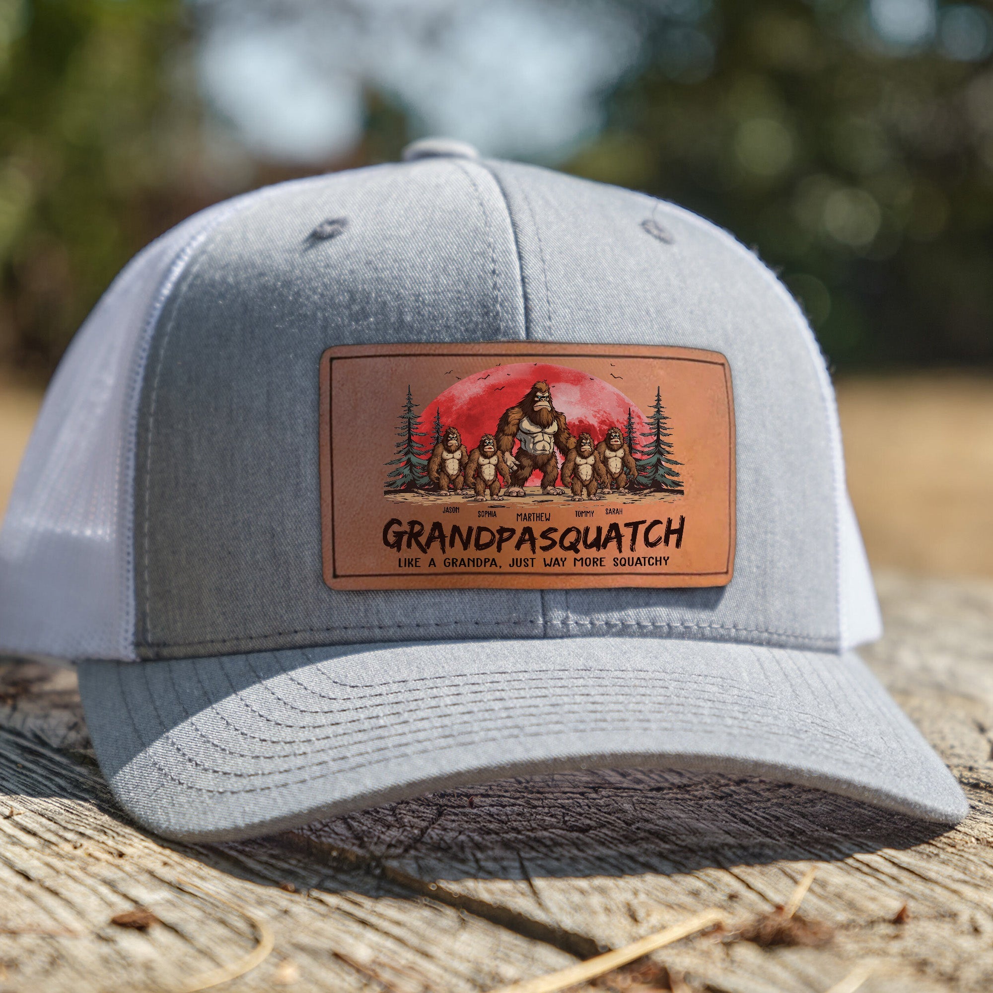 Grandpasquatch - Personalized Leather Patch Hat