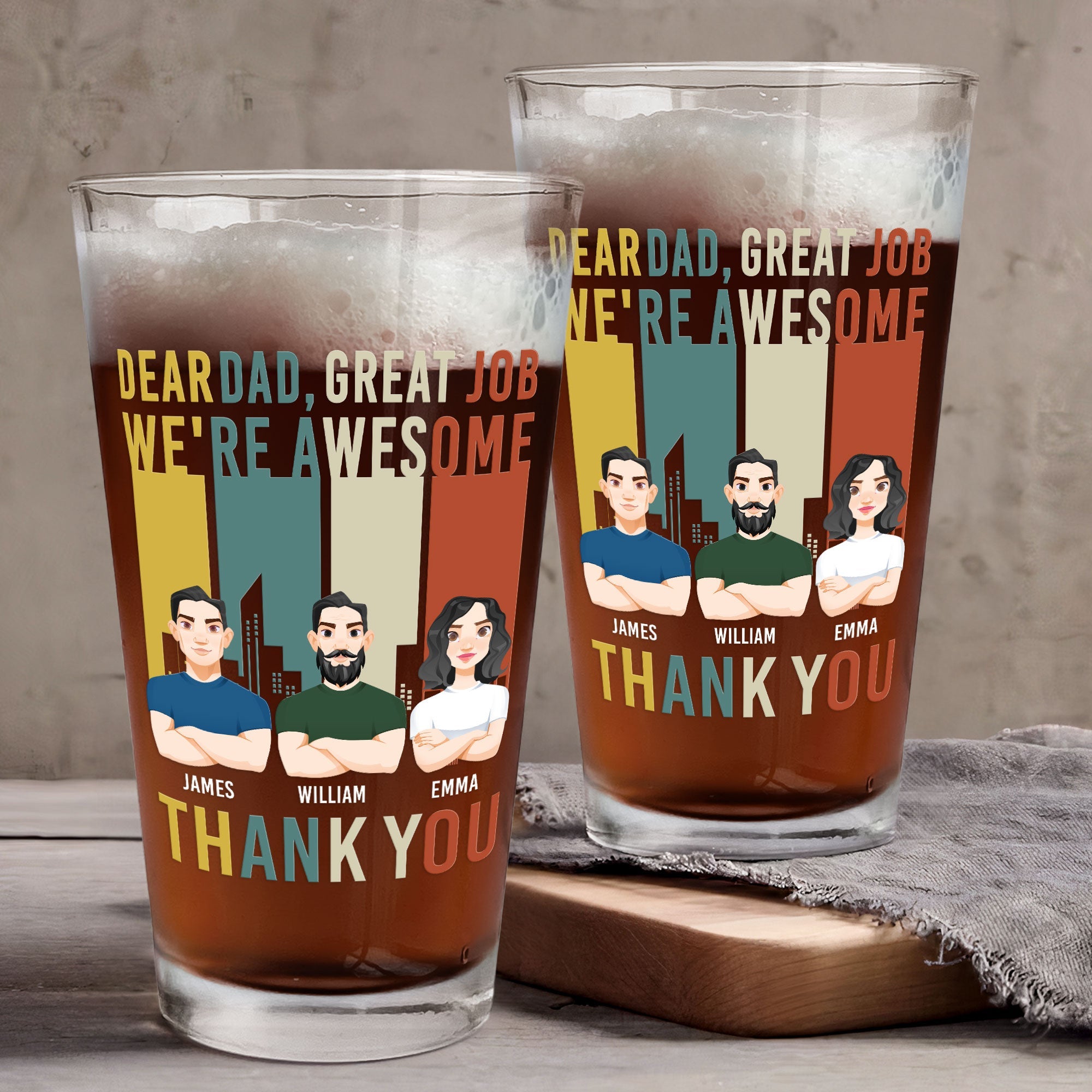 Great Job Dad We're Awesome - Personalized Beer Glass