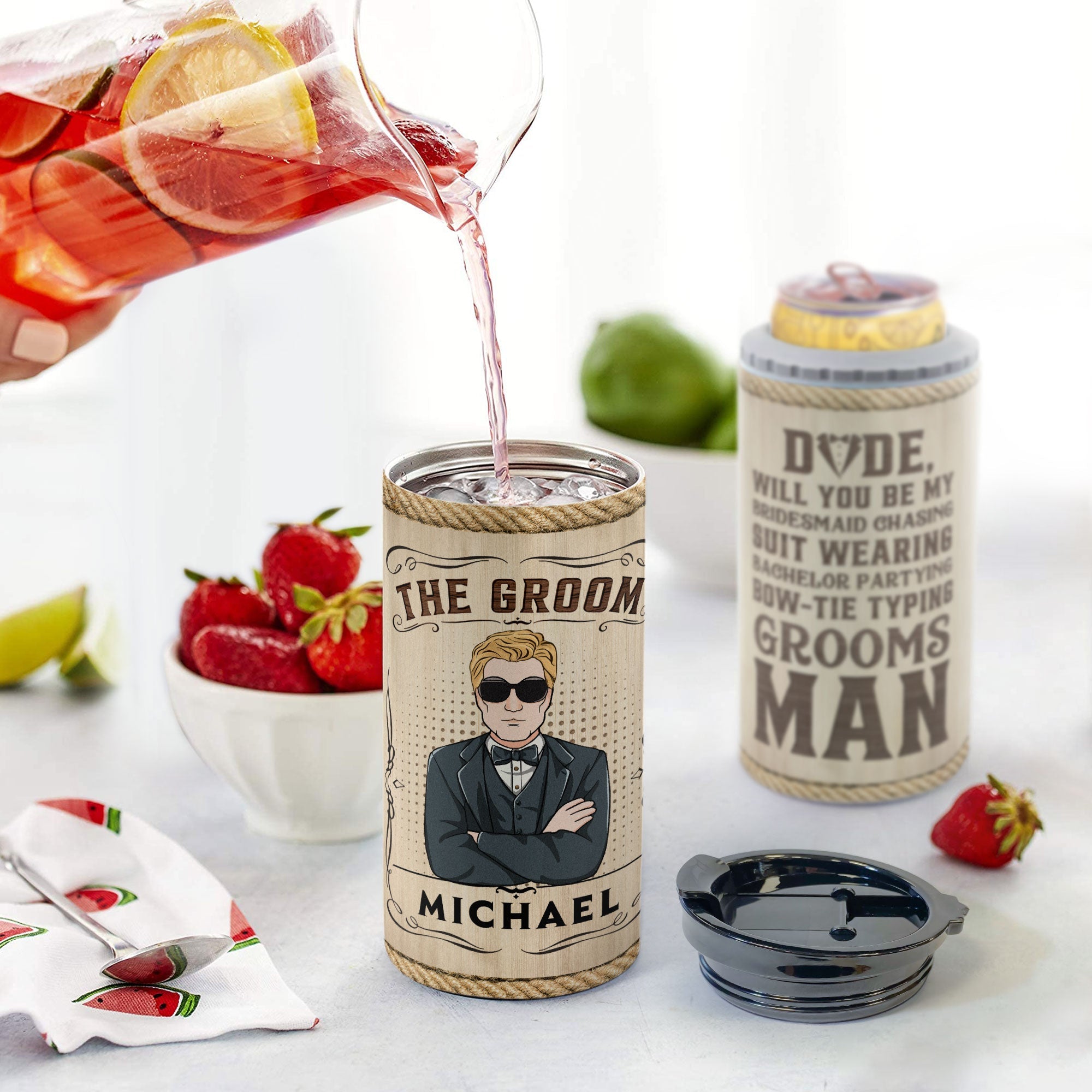 Groomsman - Personalized Can Cooler - Wedding, Funny Gift For Groomsman