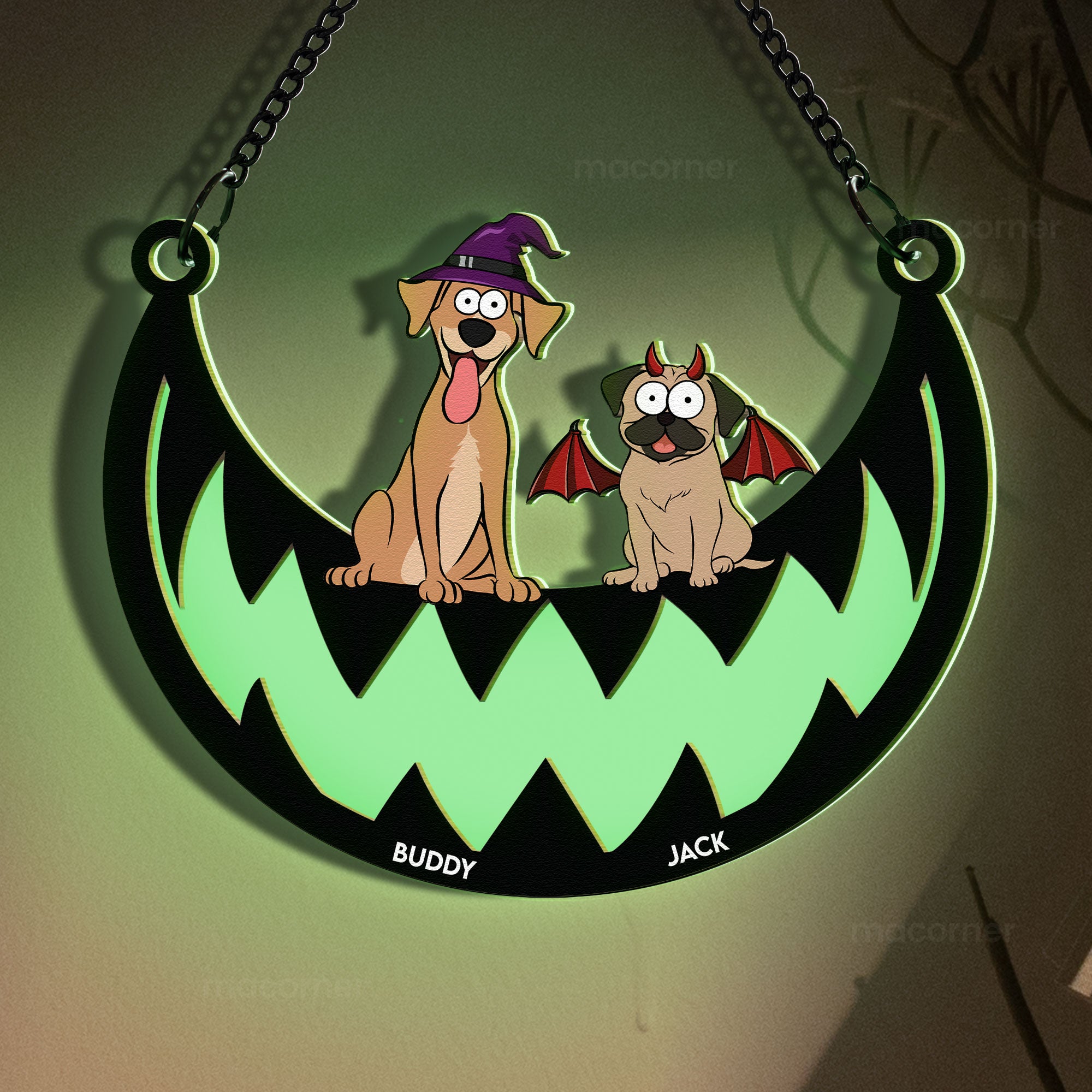 Halloween Costumes Cats & Dogs - Personalized Window Hanging Luminous Suncatcher