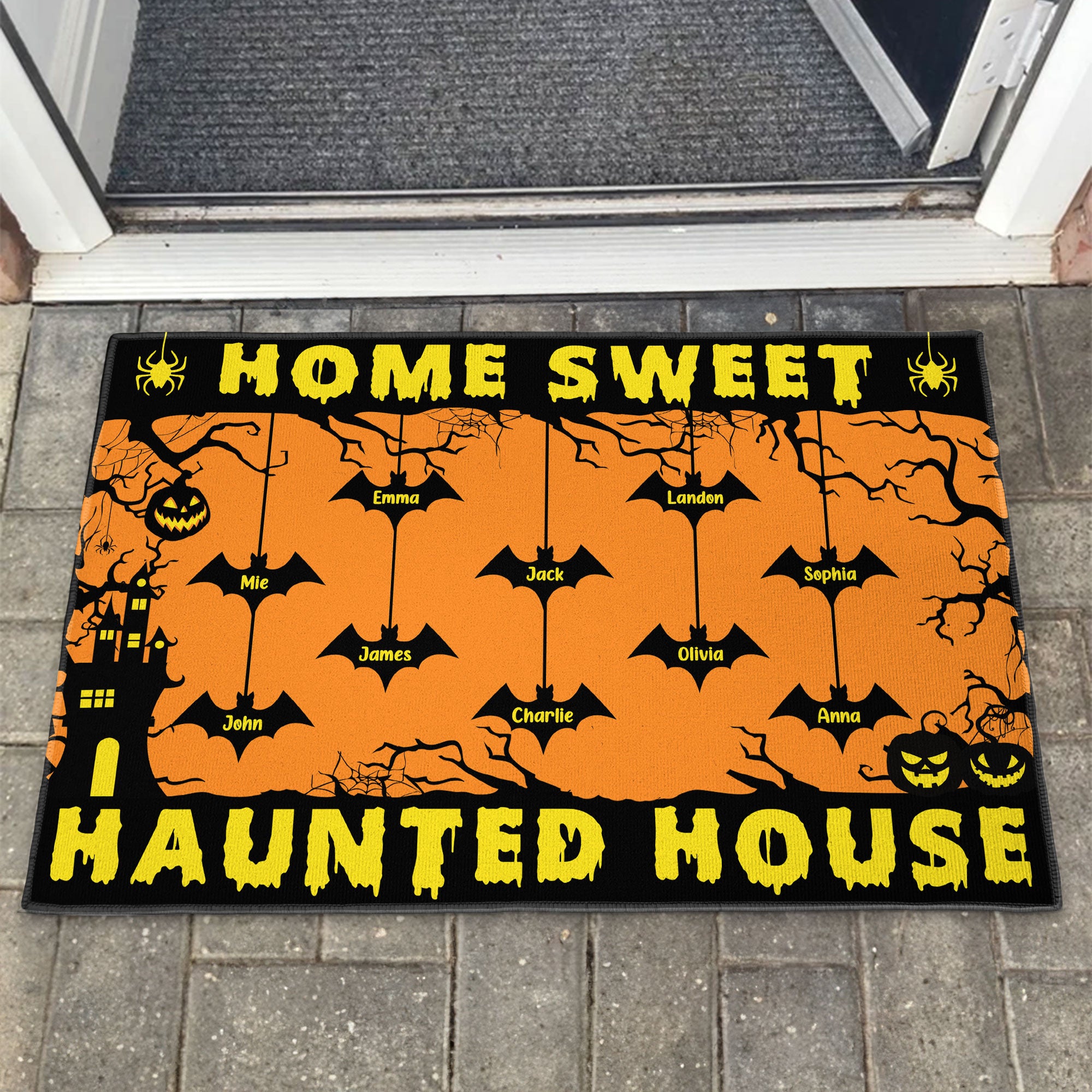 Halloween Custom Family Home Sweet Haunted House - Personalized Doormat