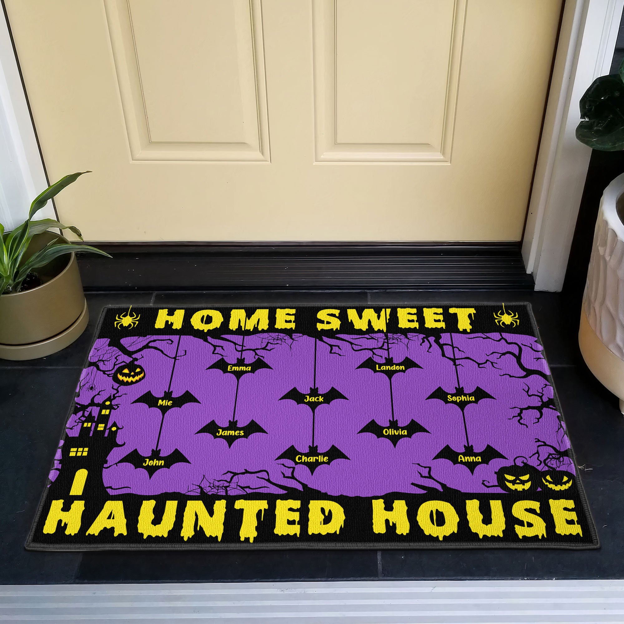 Halloween Custom Family Home Sweet Haunted House - Personalized Doormat