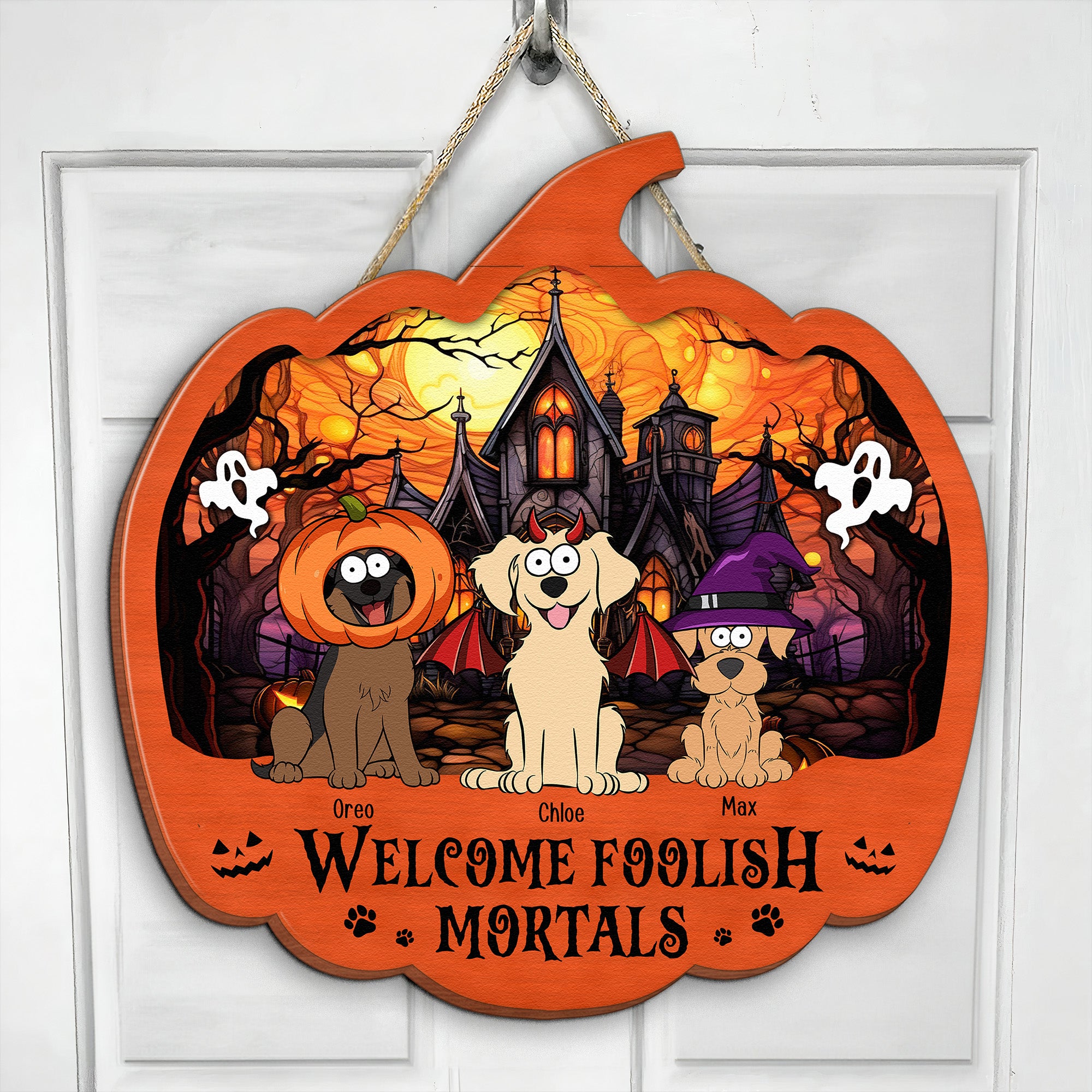 Halloween Decoration Welcome Foolish Mortals - Personalized Wood Sign