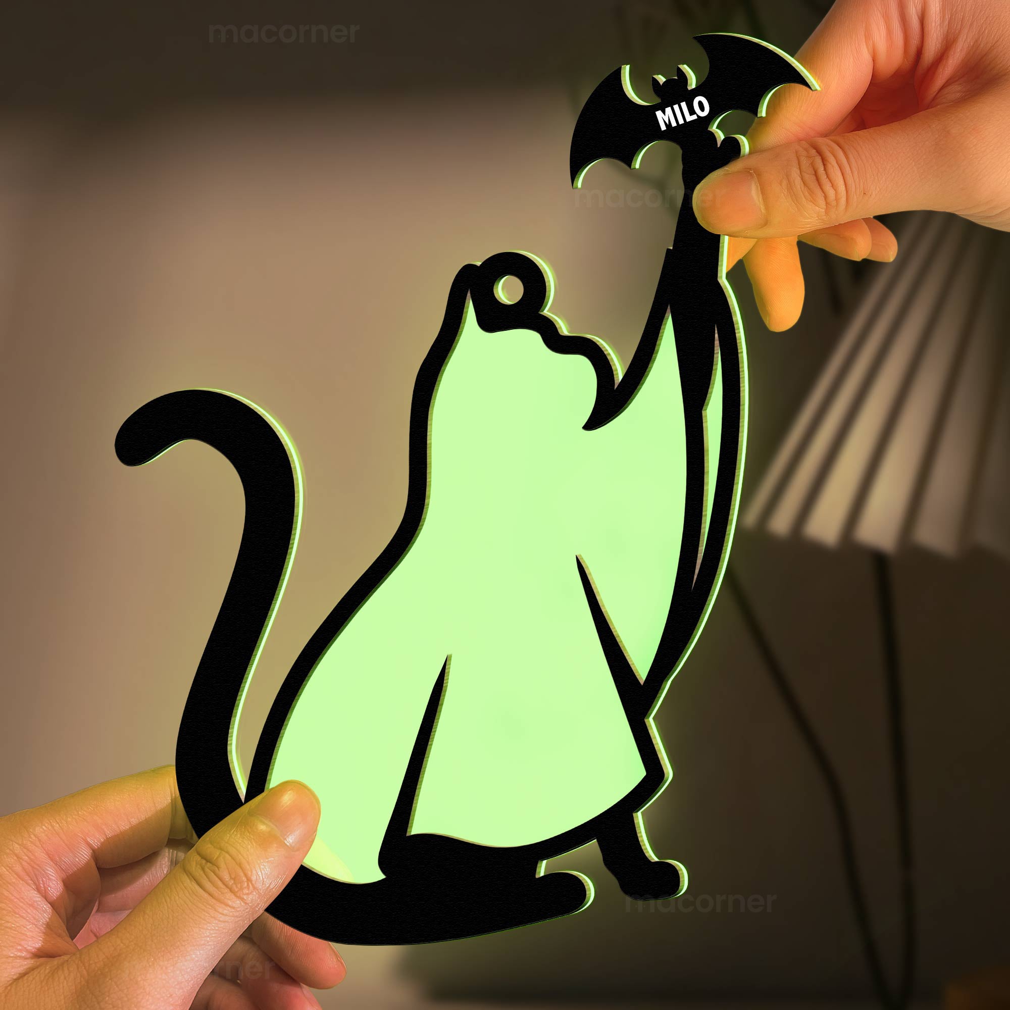 Halloween Ghost Cat - Personalized Window Hanging Luminous Ornament