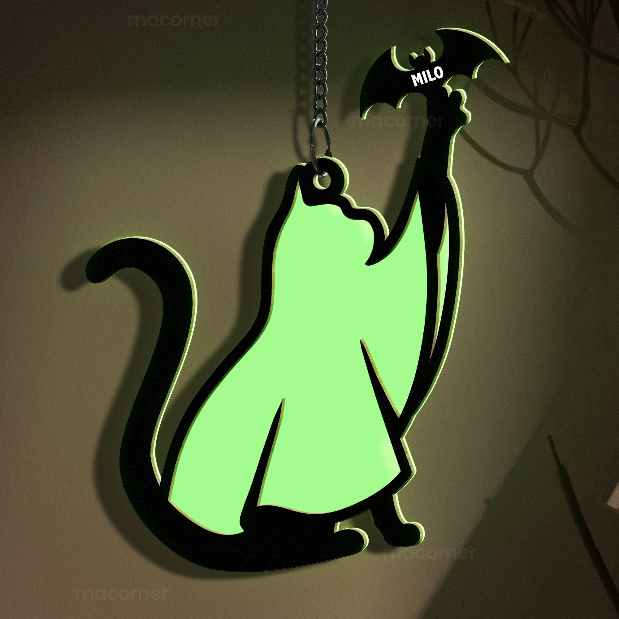 Halloween Ghost Cat - Personalized Window Hanging Luminous Ornament