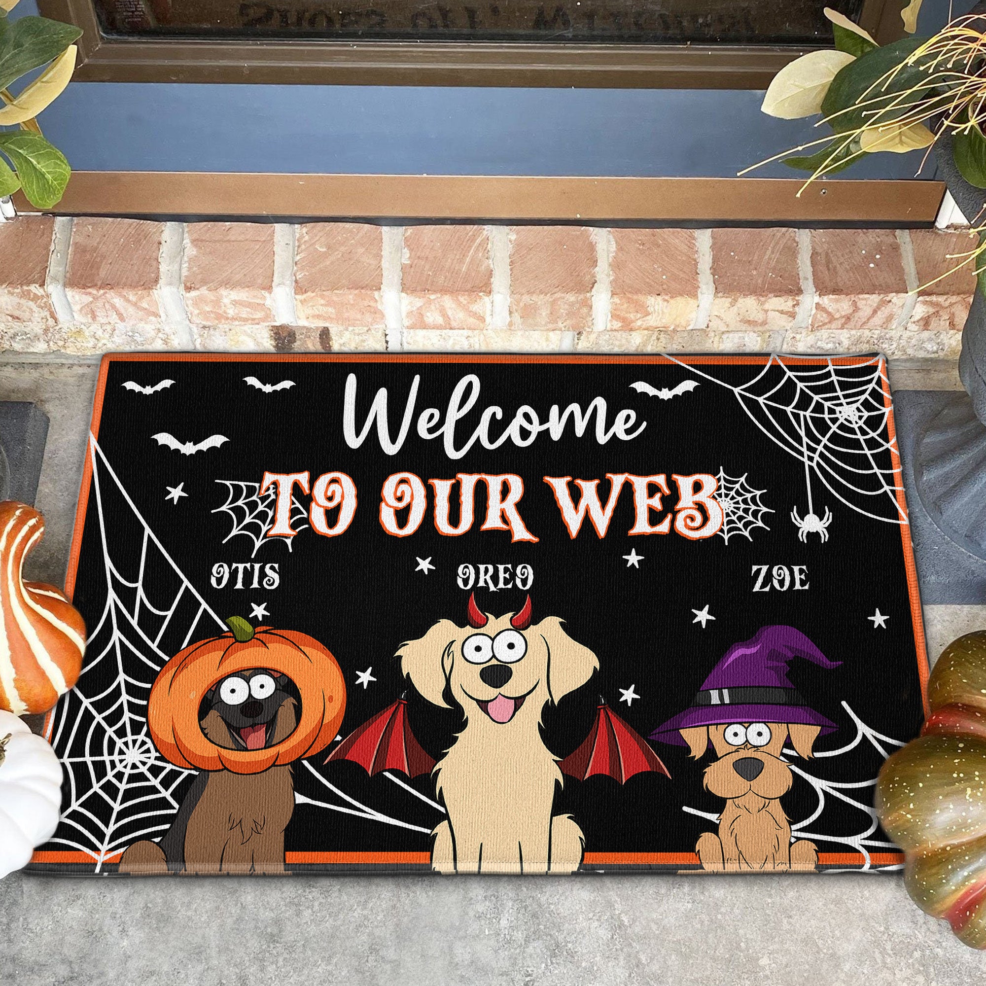 Halloween Pet Welcome To Our Web - Personalized Doormat