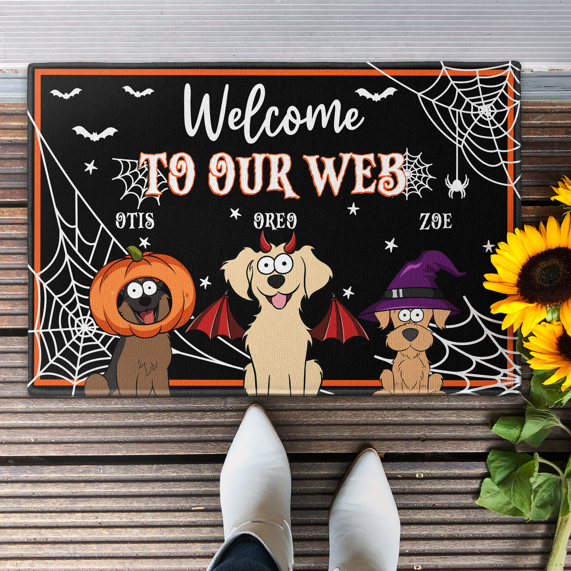 Halloween Pet Welcome To Our Web - Personalized Doormat