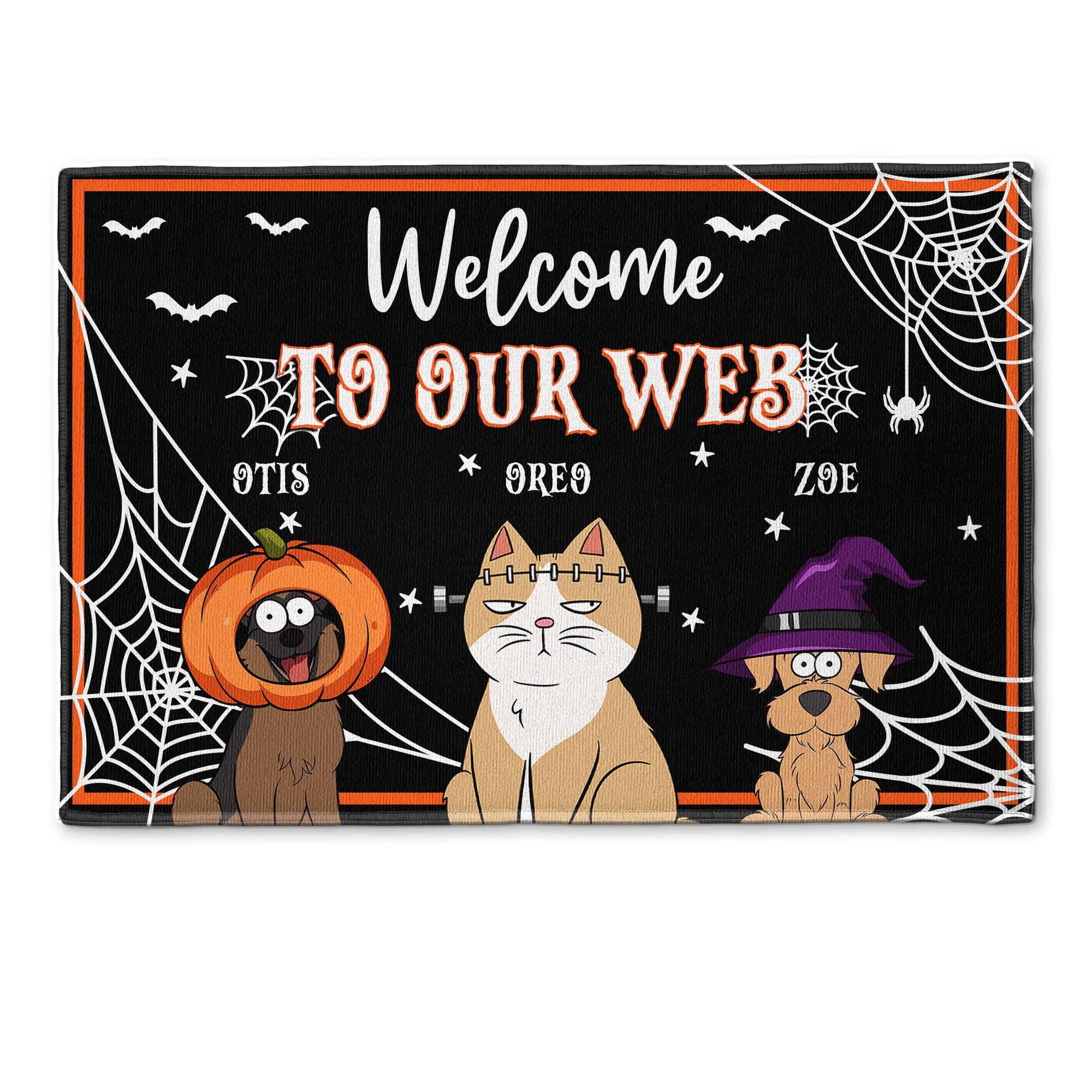 Halloween Pet Welcome To Our Web - Personalized Doormat