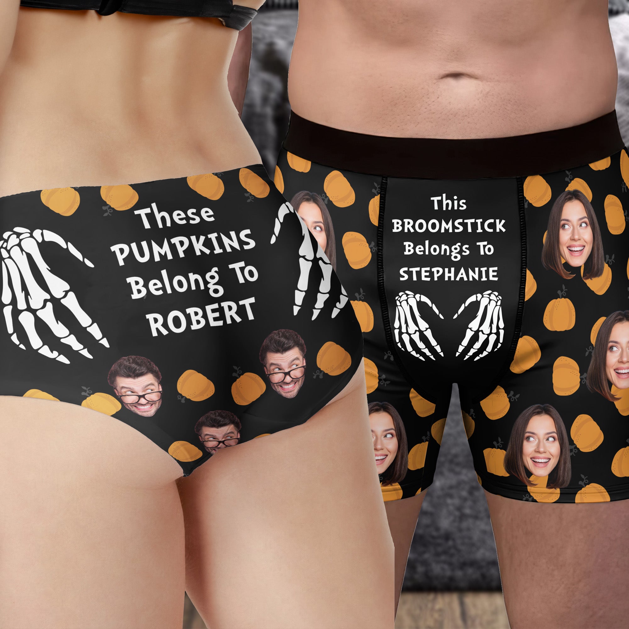 Halloween Themed - Personalized Photo Couple Matching Underwear