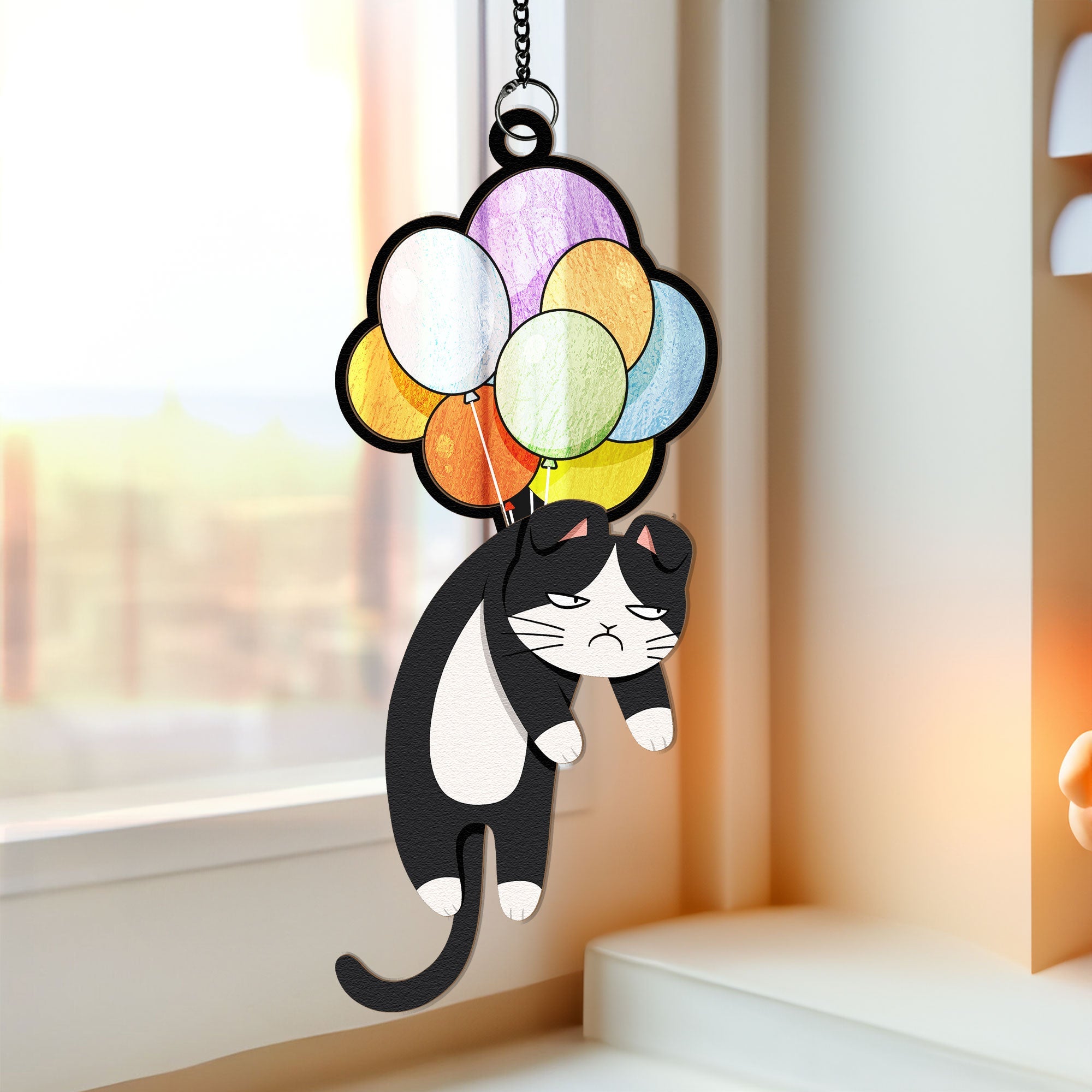 Hanging Cat - Personalized Window Hanging Suncatcher Ornament