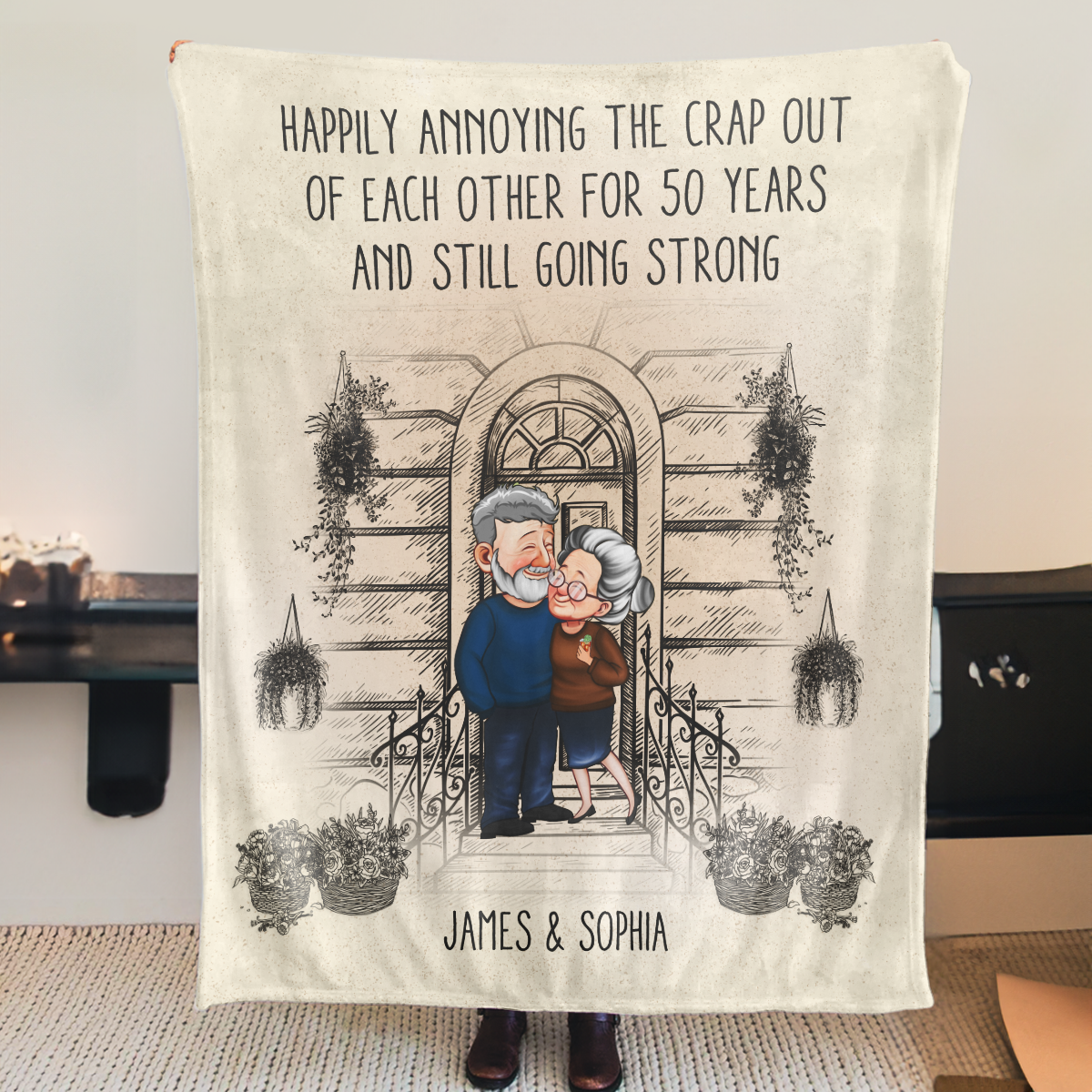 Happily Annoying The Crap Out Of Each Other - Personalized Blanket