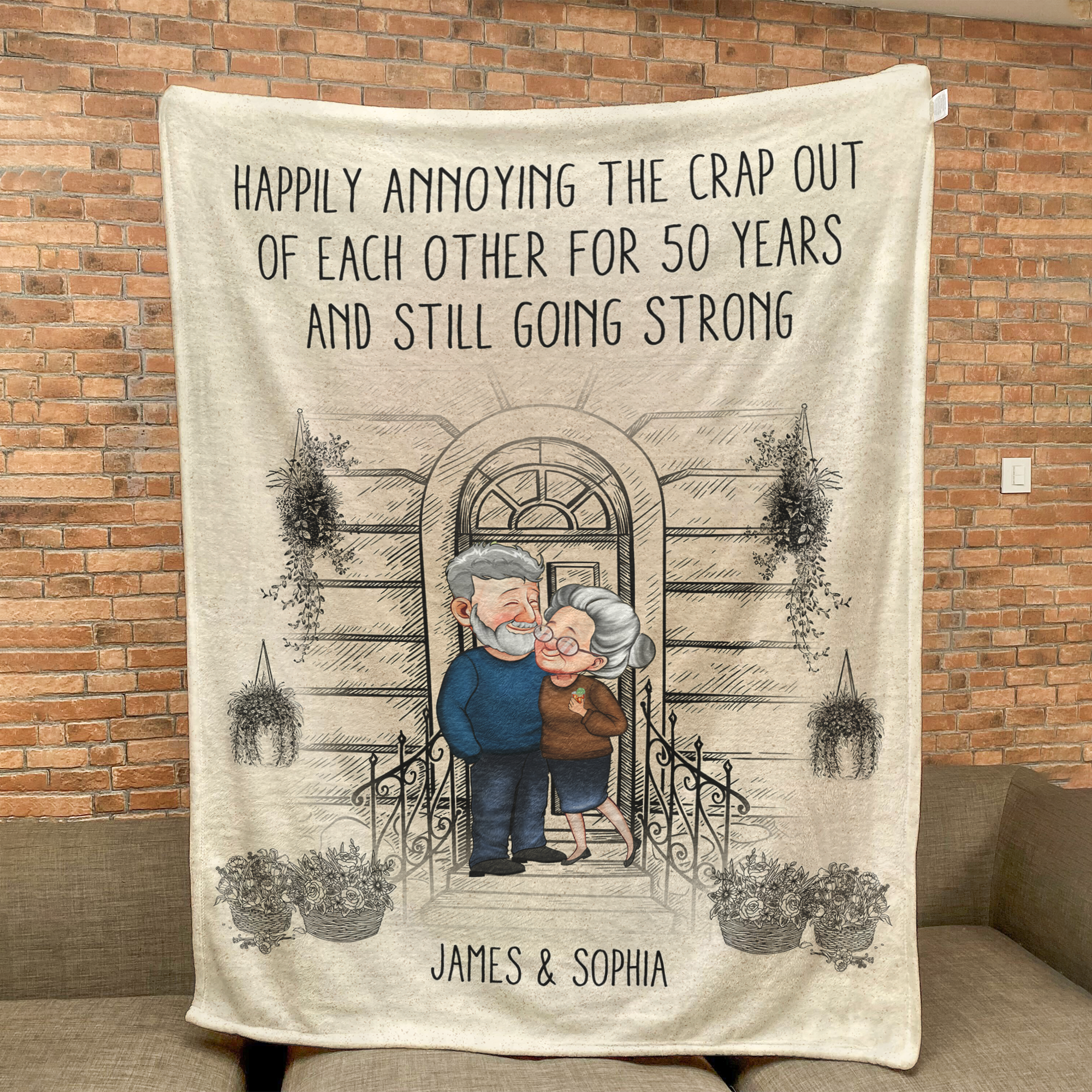 Happily Annoying The Crap Out Of Each Other - Personalized Blanket