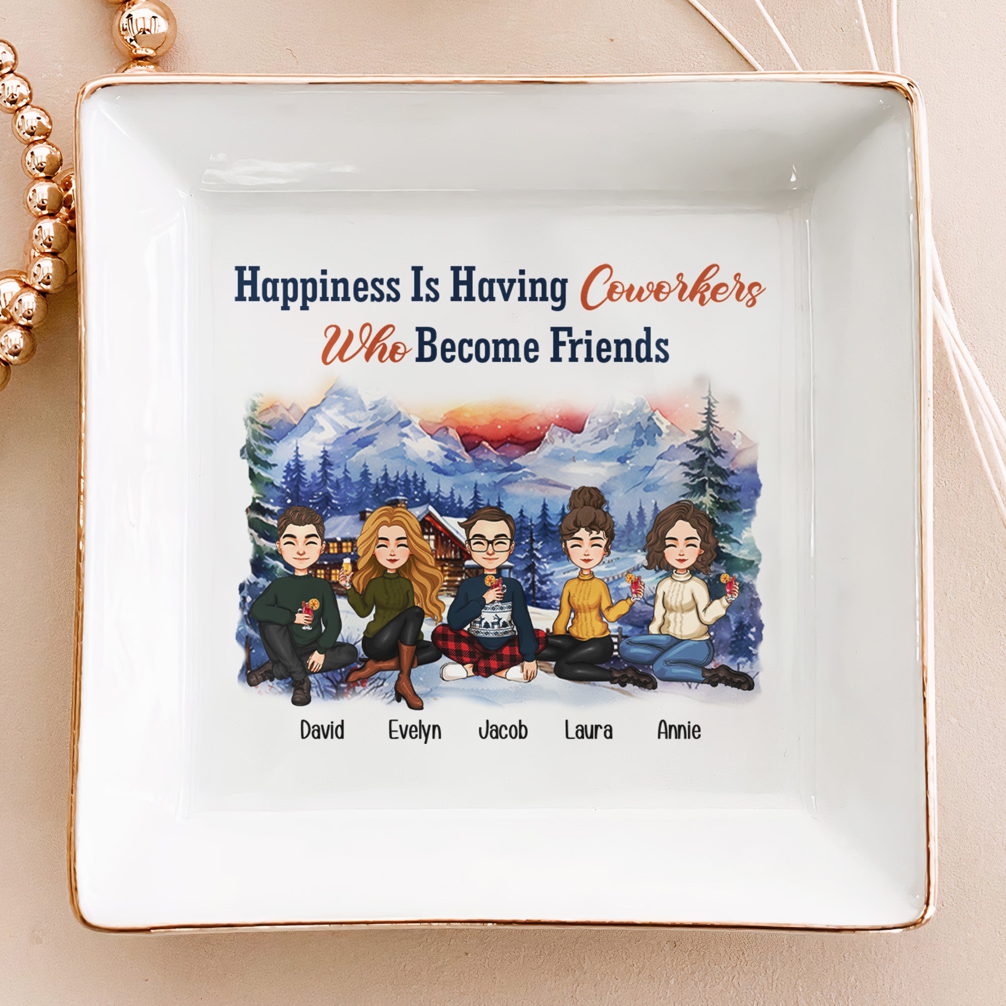 Happiness Is Having Coworkers Who Become Friends - Personalized Jewelry Dish