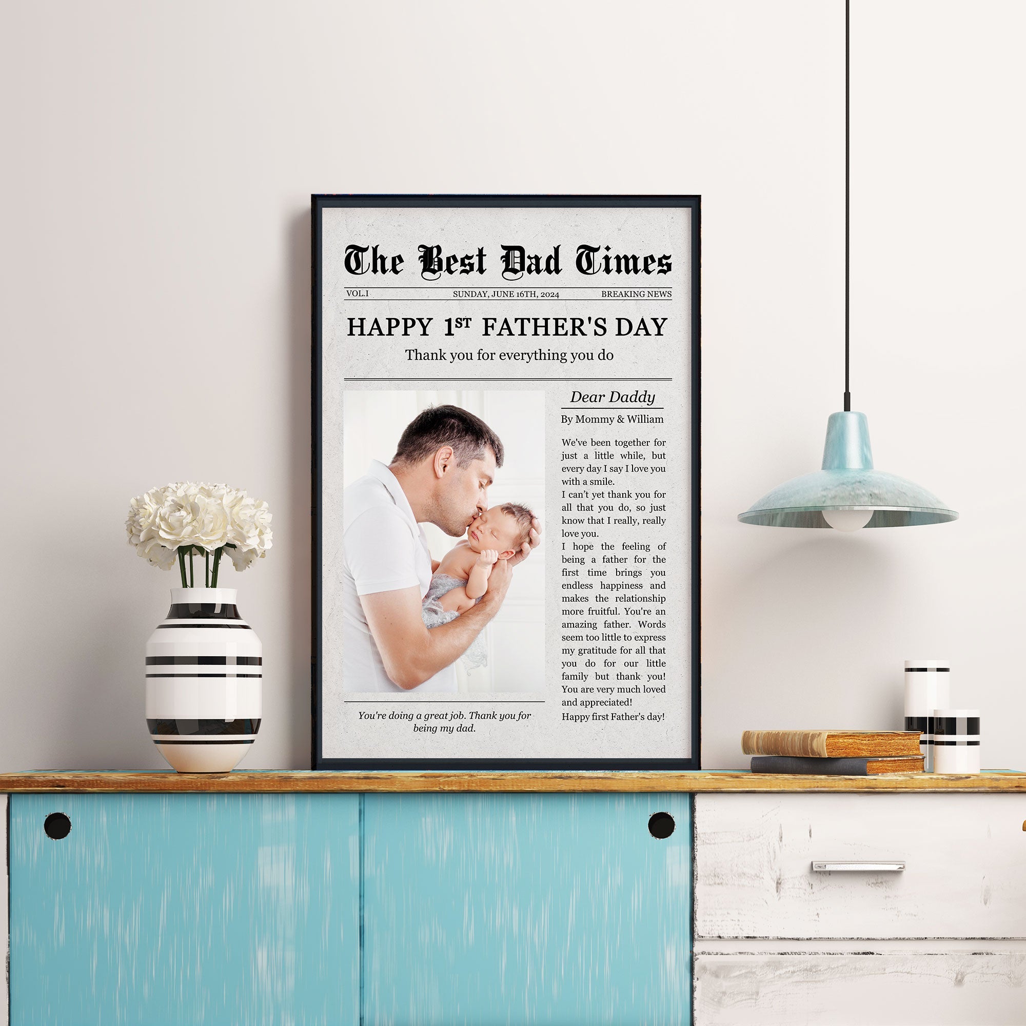 Happy 1st Father's The Best Dad Times - Personalized Photo Poster