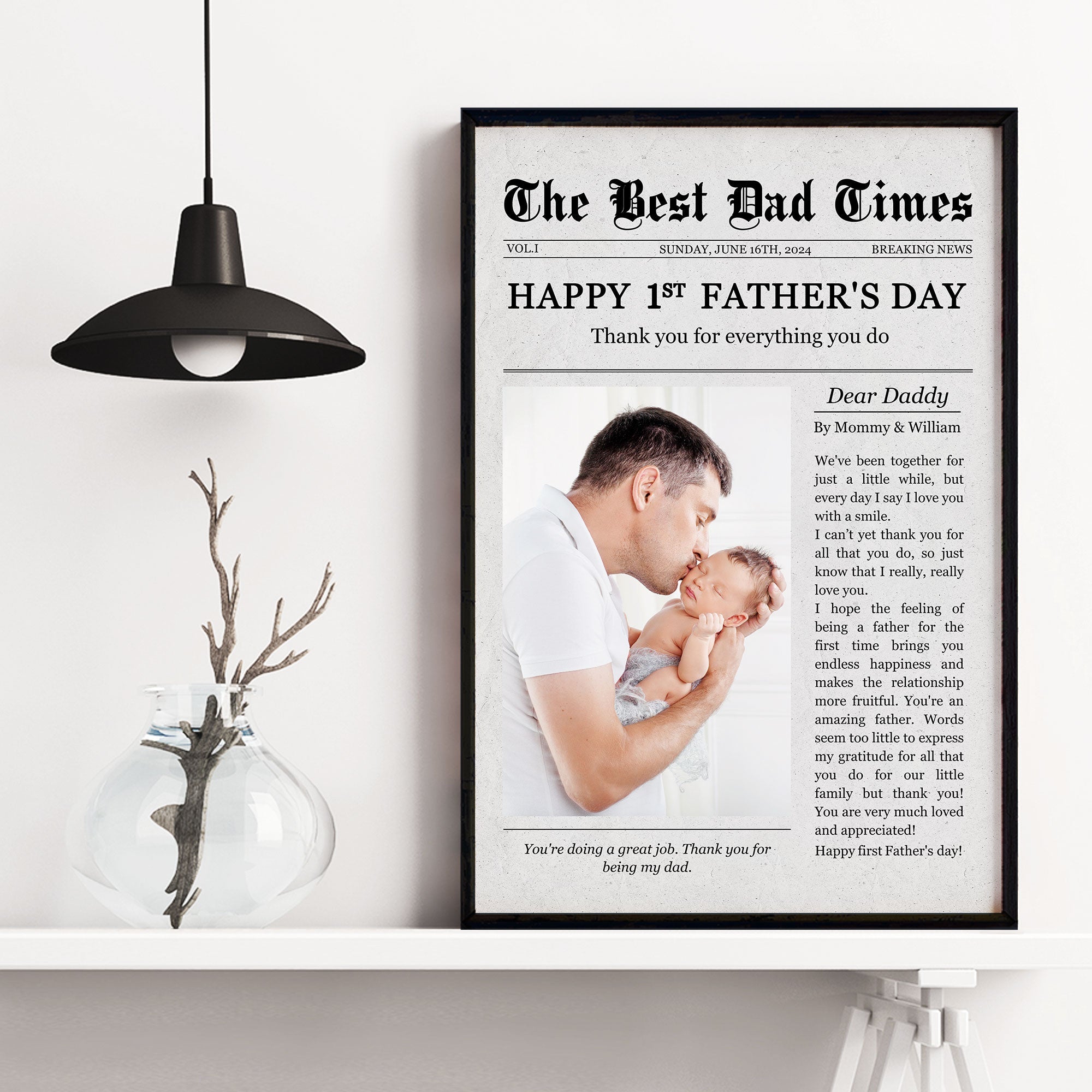 Happy 1st Father's The Best Dad Times - Personalized Photo Poster