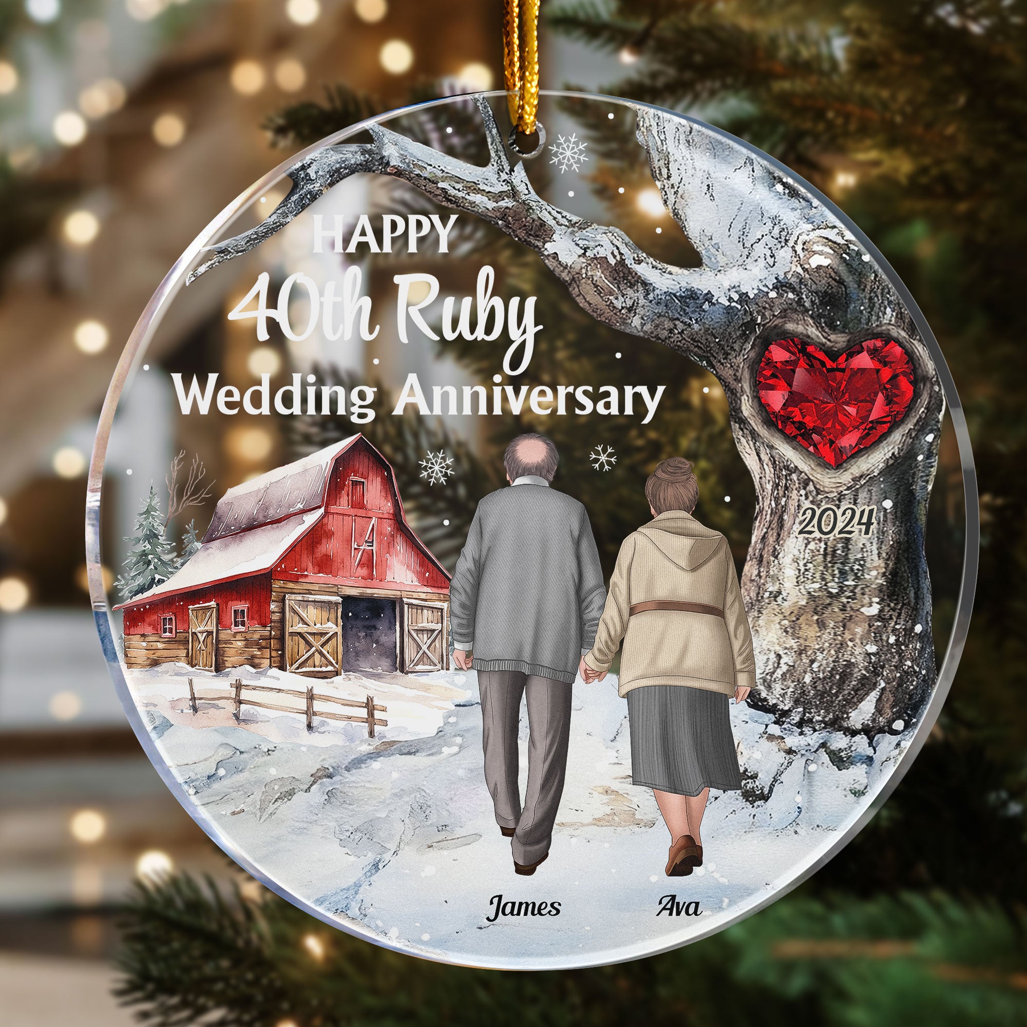 Happy 40th Ruby Wedding Anniversary - Personalized Acrylic Ornament