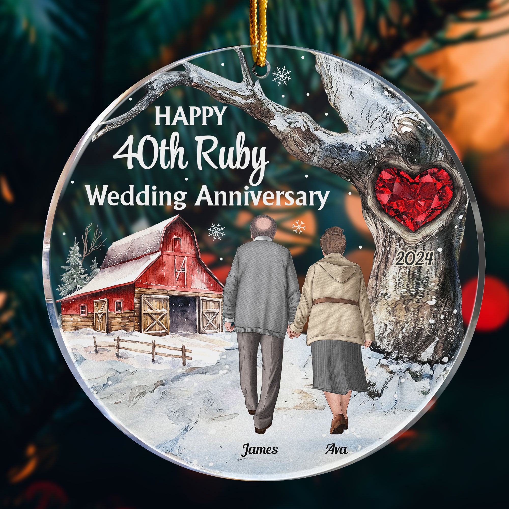 Happy 40th Ruby Wedding Anniversary - Personalized Acrylic Ornament