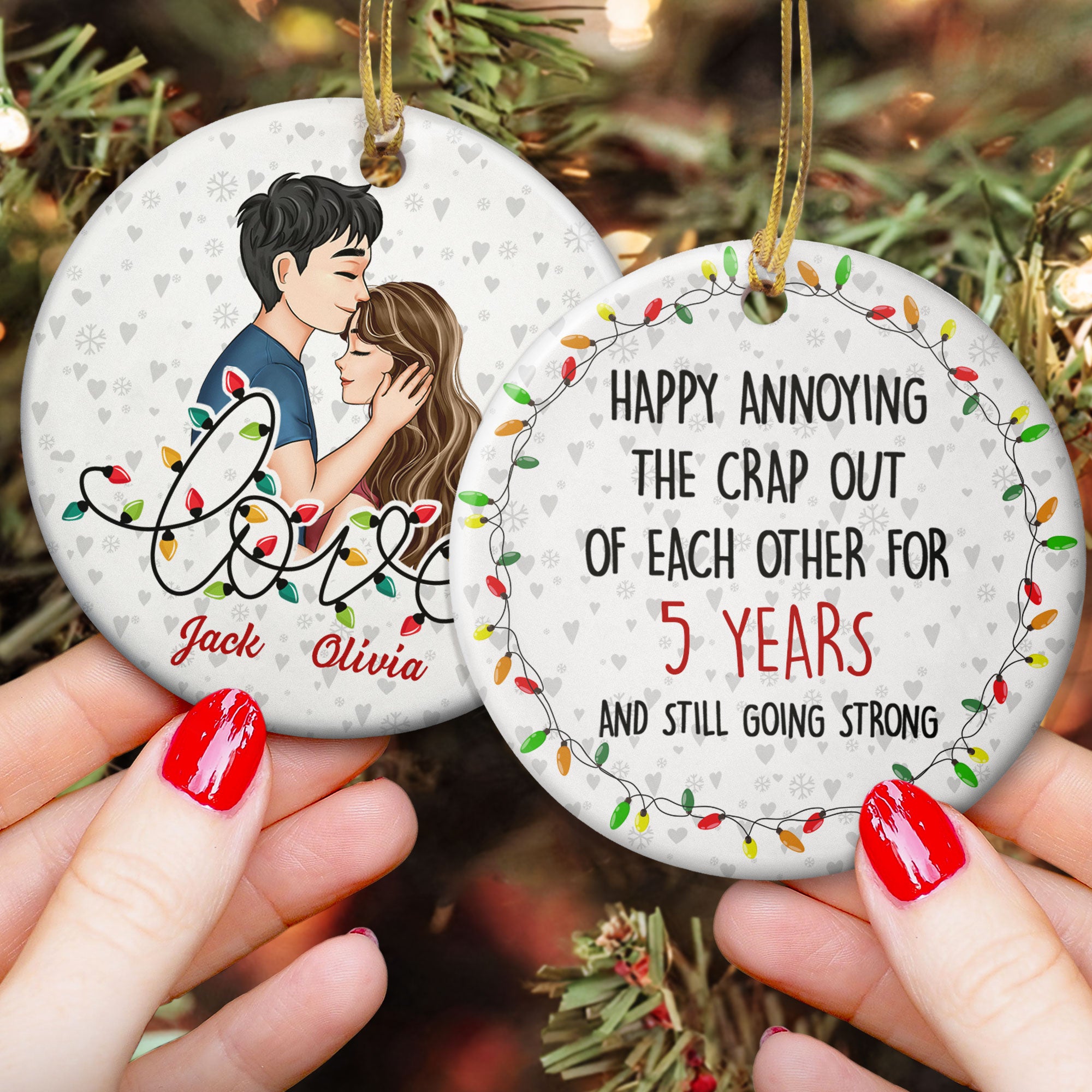 Happy Annoying Each Other For Years - Personalized Ceramic Ornament