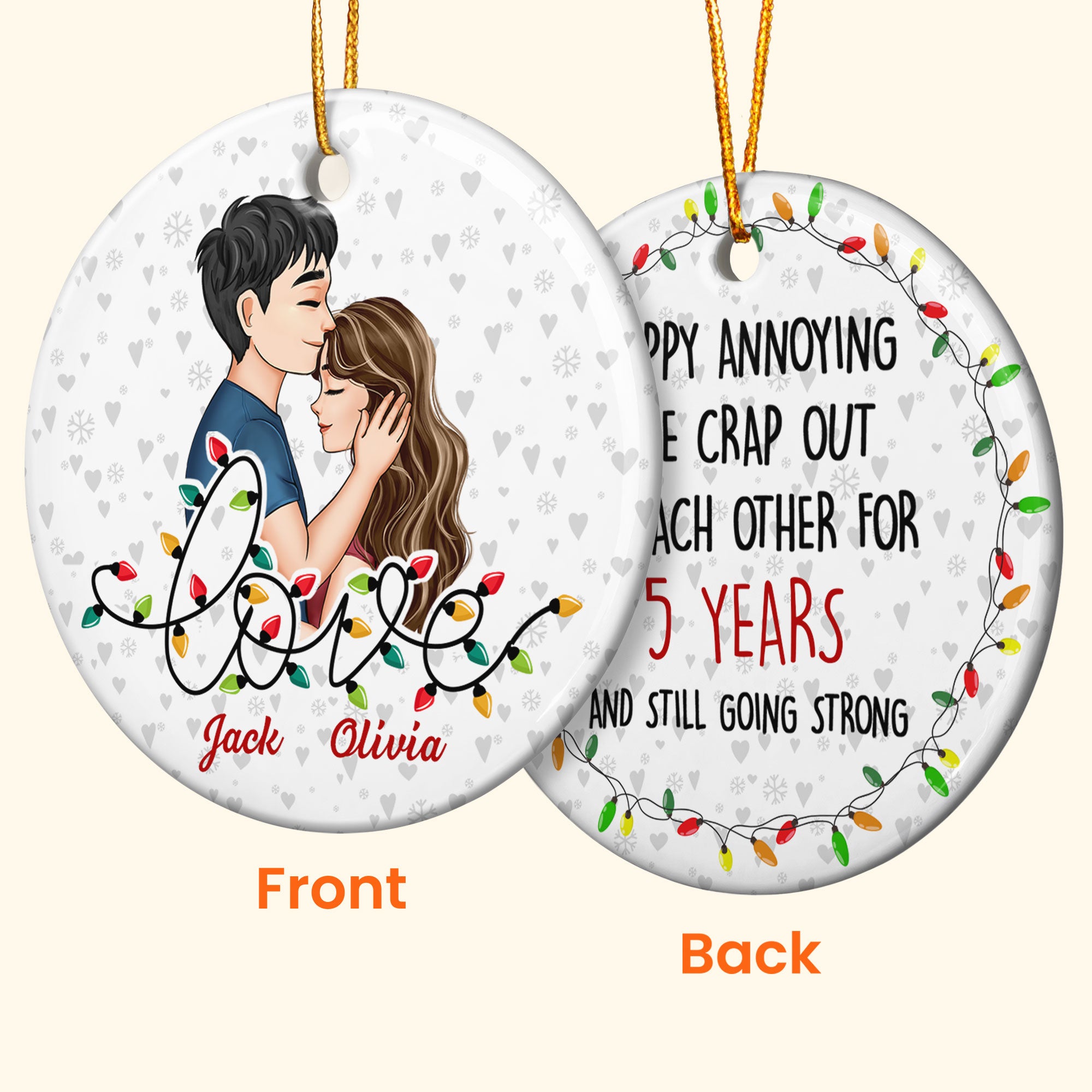 Happy Annoying Each Other For Years - Personalized Ceramic Ornament