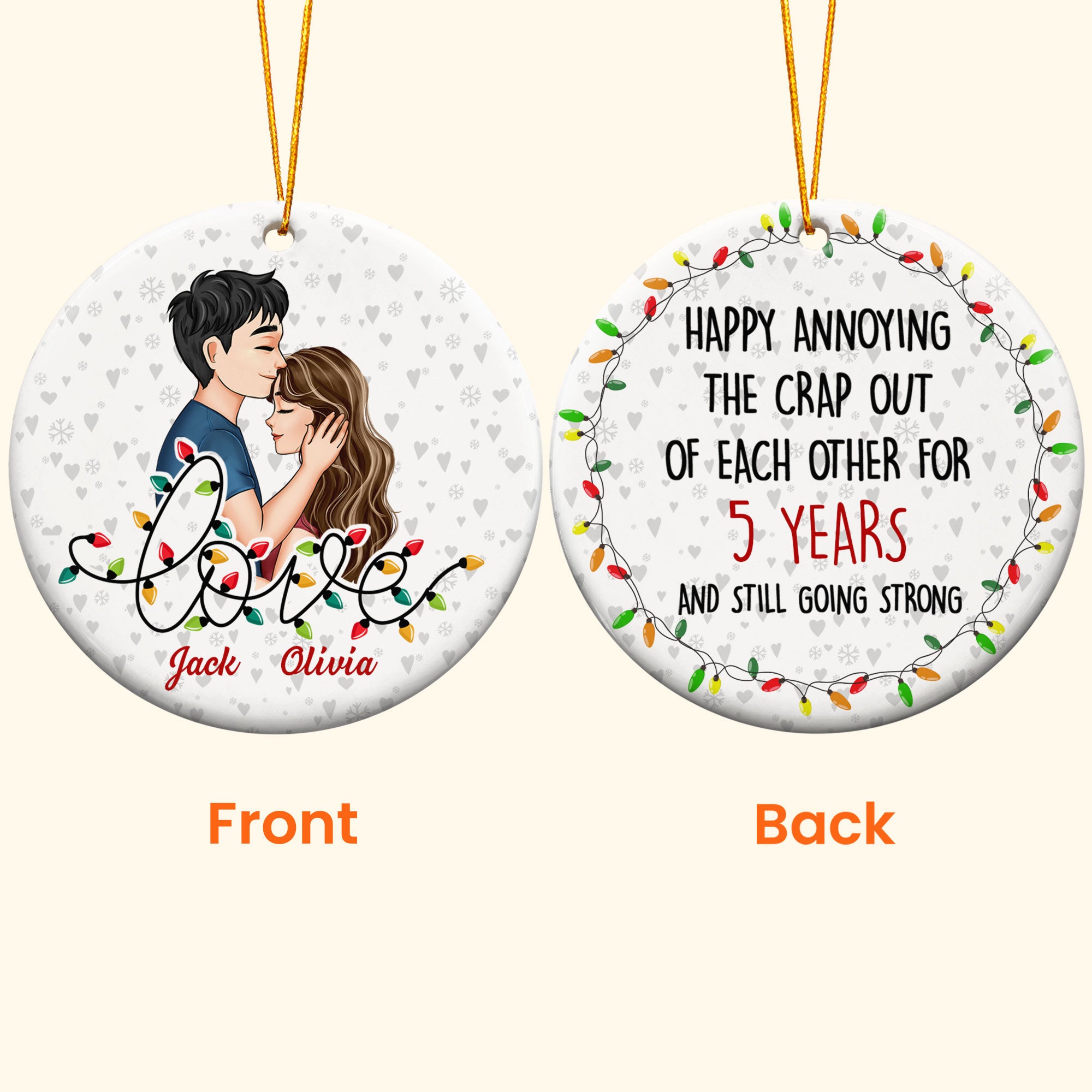 Happy Annoying Each Other For Years - Personalized Ceramic Ornament