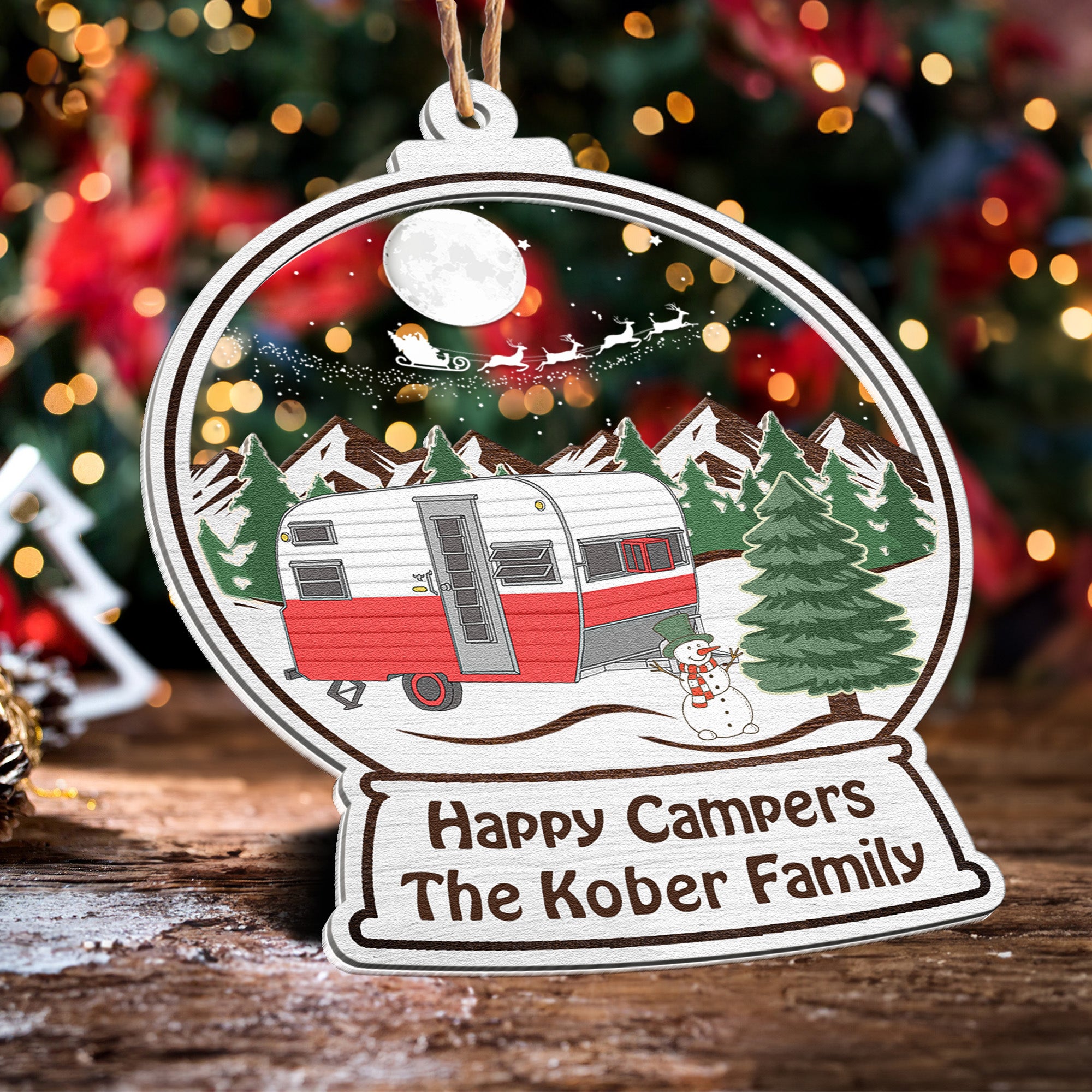 Happy Campers - Personalized Wood And Acrylic Ornament