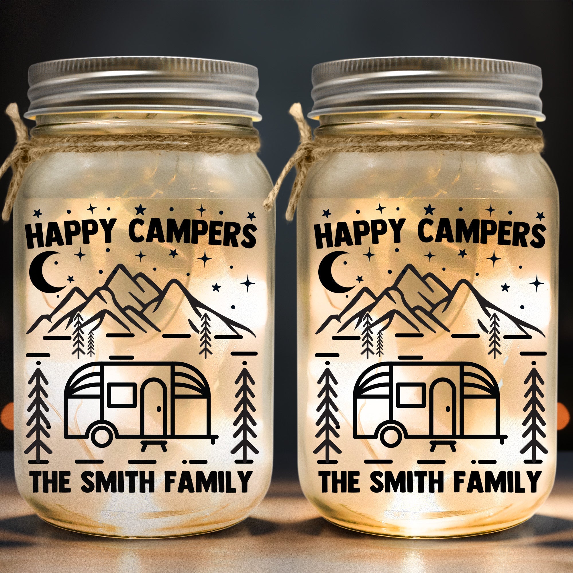 Happy Campers - Personalized Mason Jar Light