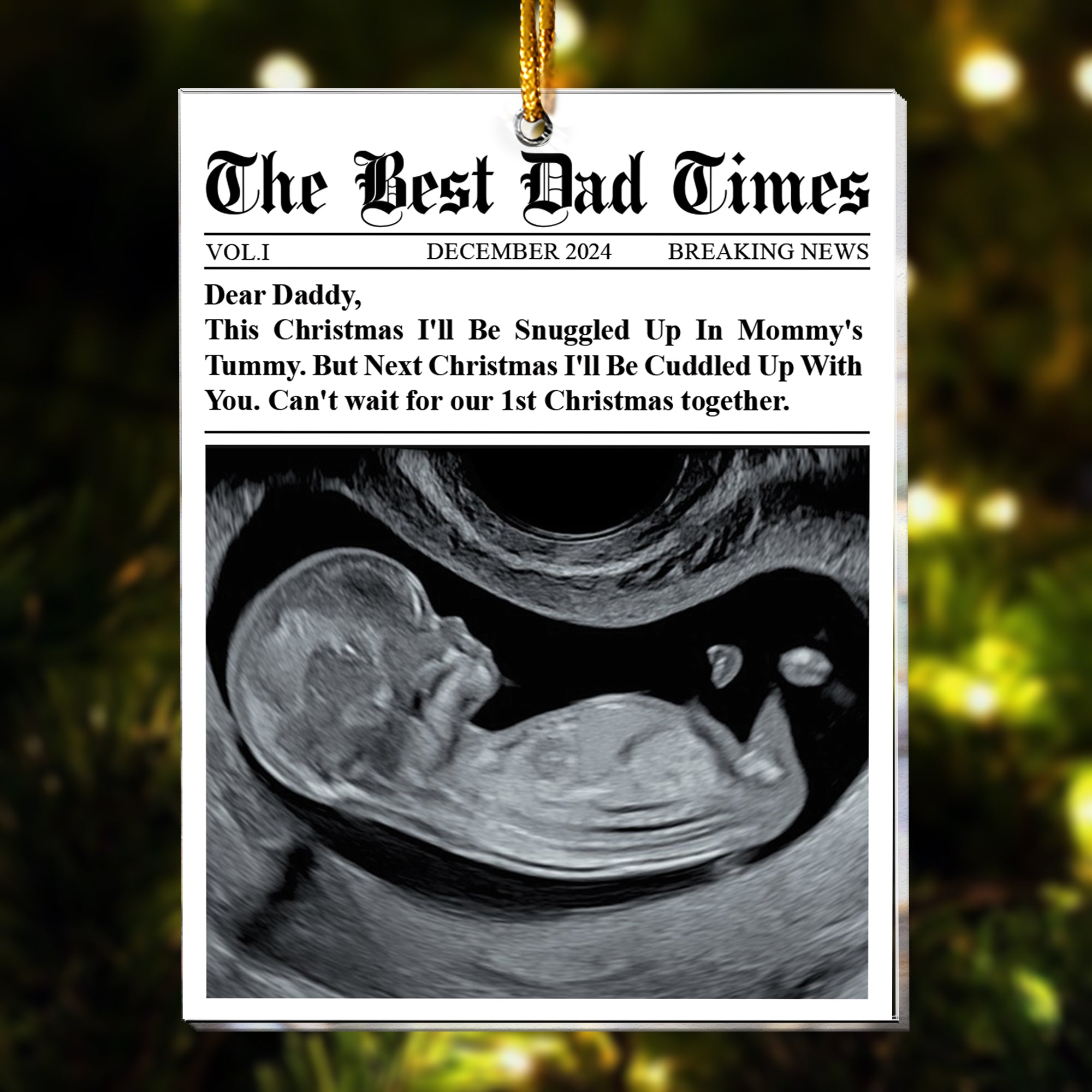 Happy Christmas From The Bump Times Newspaper - Personalized Acrylic Photo Ornament