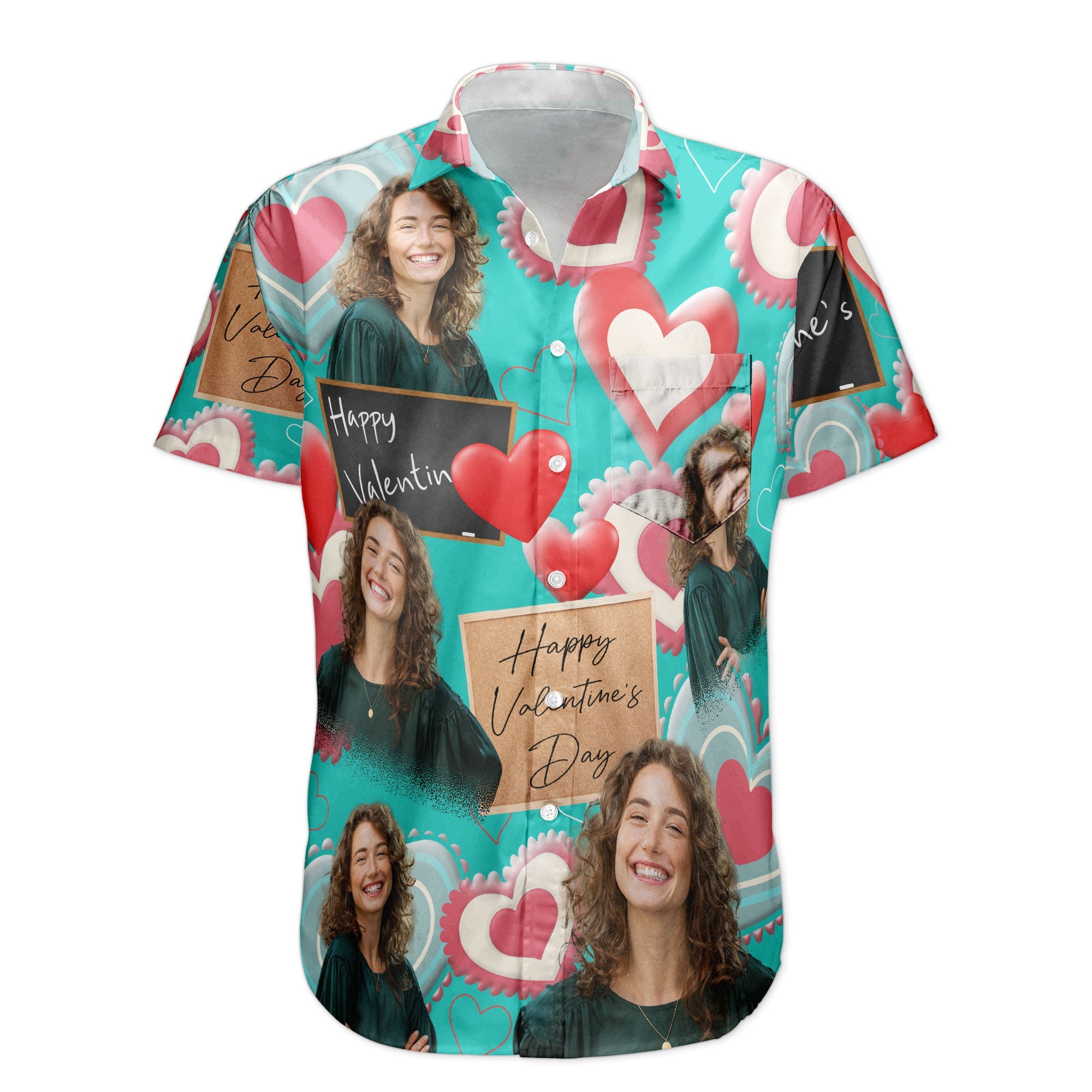 Happy Valentine's Day  - Personalized Photo Hawaiian Shirt