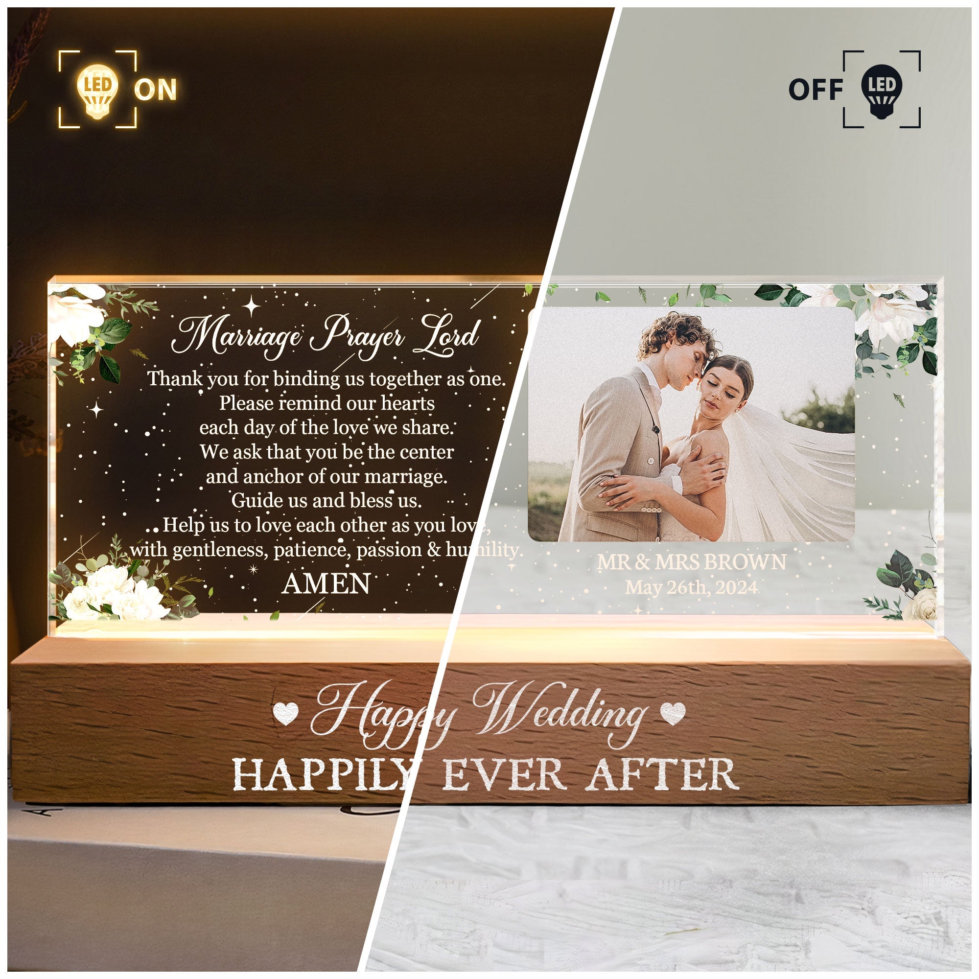 Happy Wedding Thank You For Binding Us Together - Personalized Photo LED Night Light