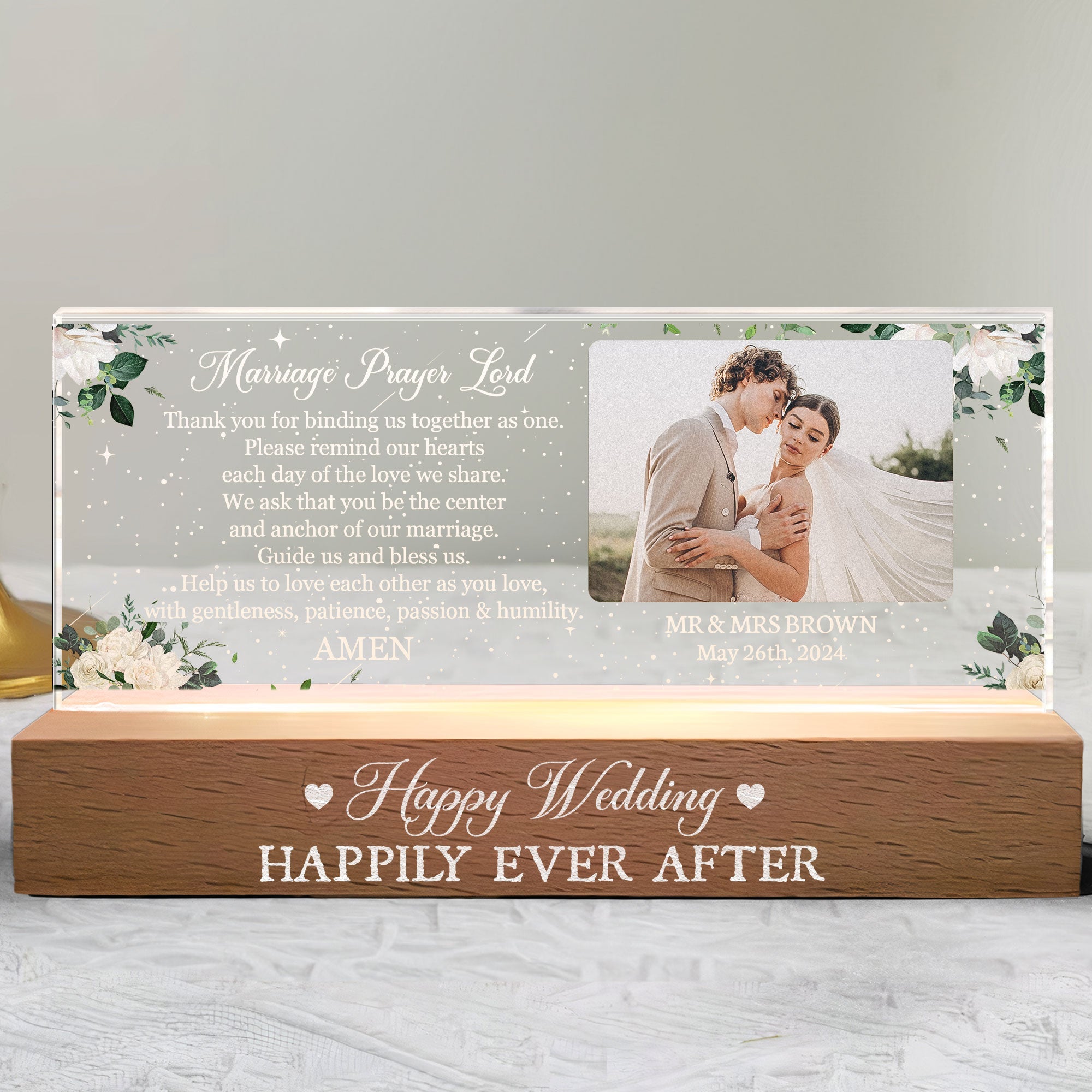 Happy Wedding Thank You For Binding Us Together - Personalized Photo LED Night Light