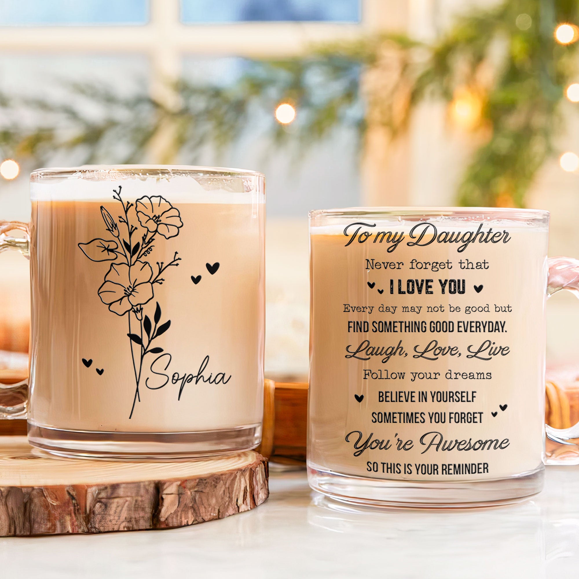 Having You For A Daughter I Can Be Eternally - Personalized Glass Mug