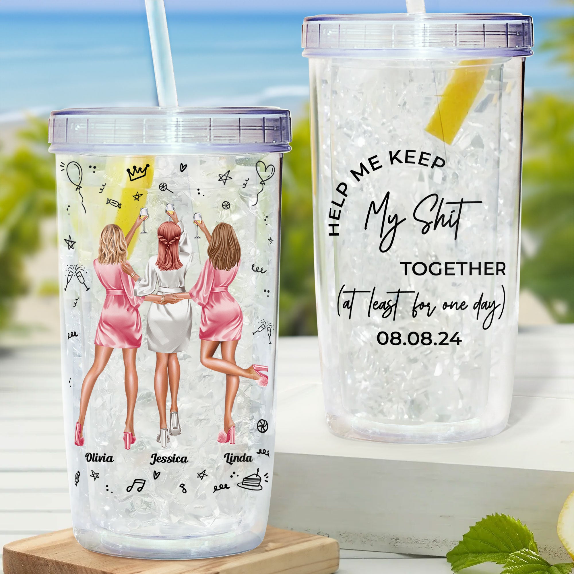 Help Me Keep Together Bridesmaid Gift - Personalized Acrylic Tumbler With Straw