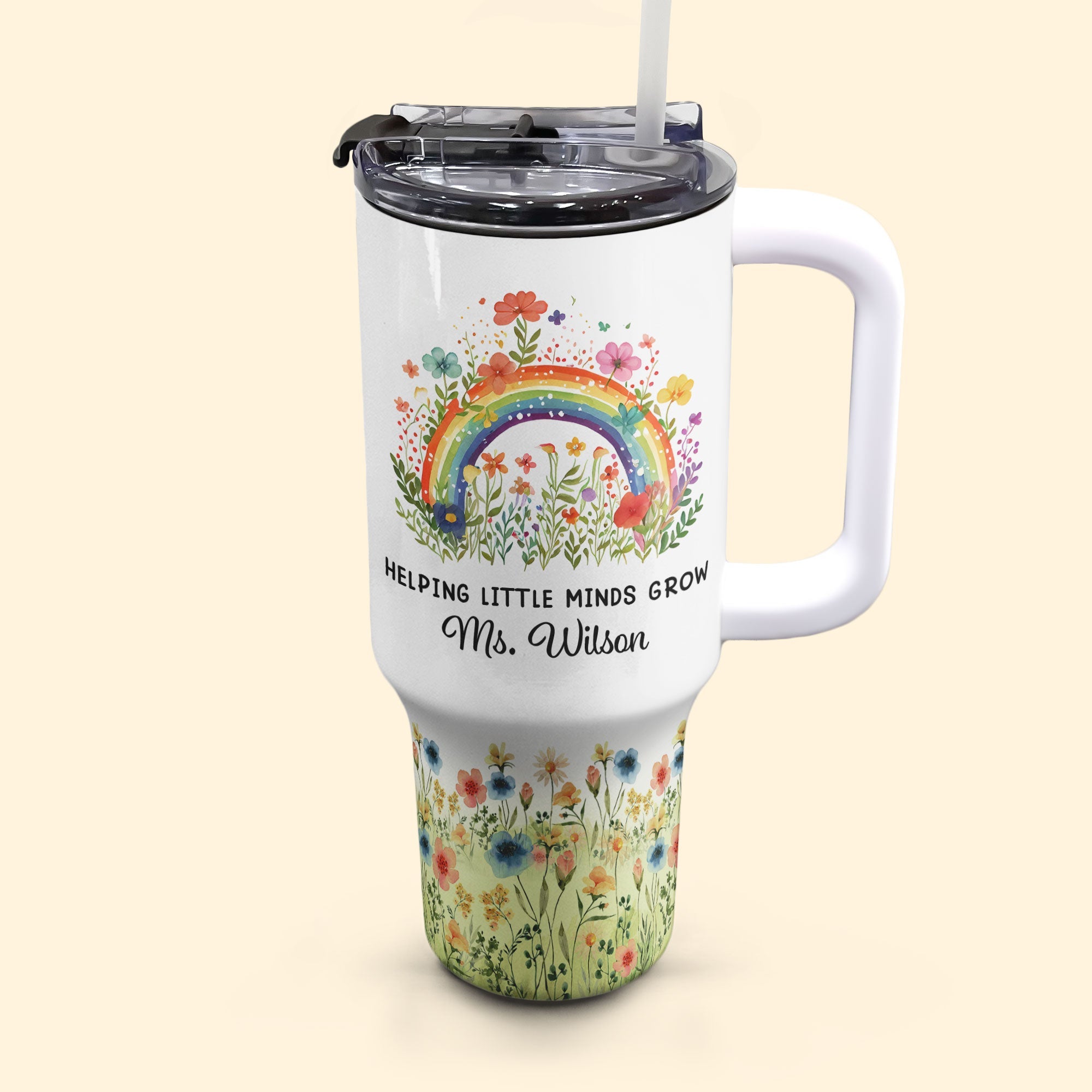 Helping Little Minds Grow - Personalized 40oz Tumbler With Straw