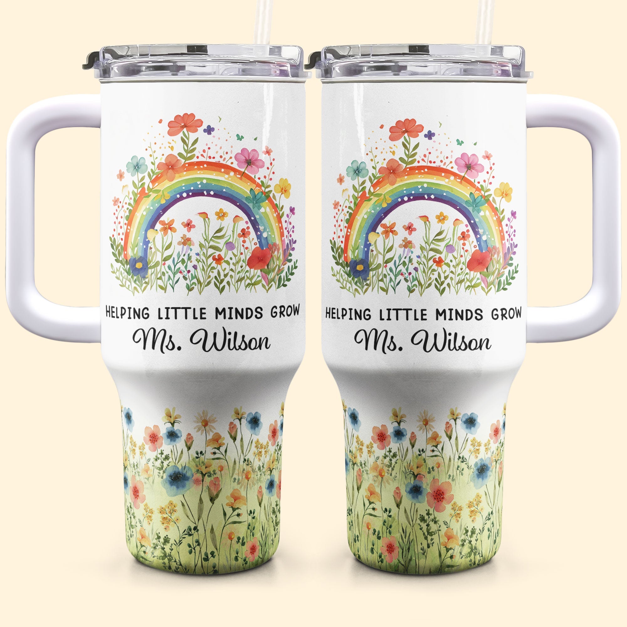 Helping Little Minds Grow - Personalized 40oz Tumbler With Straw