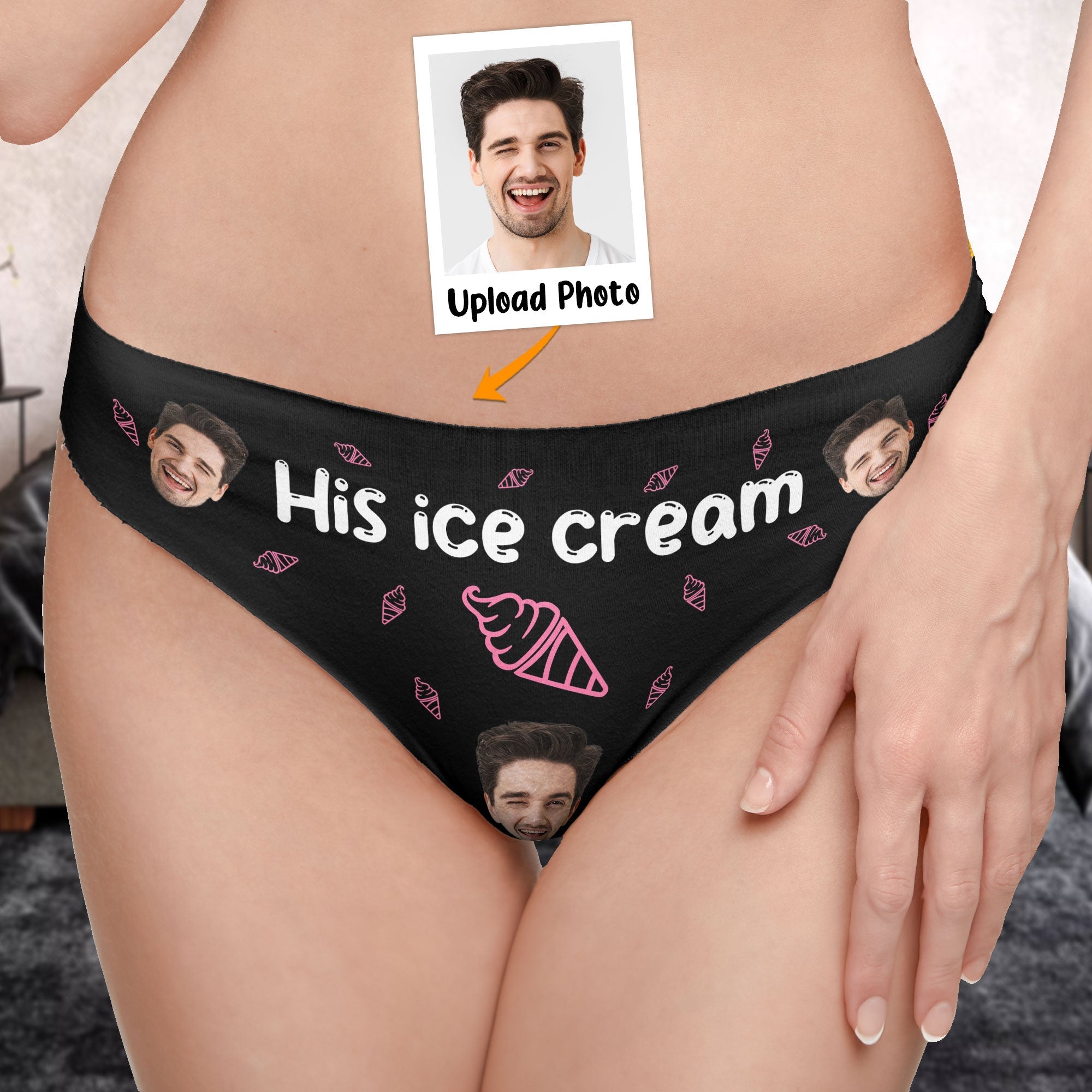 Her Lollipop-His Ice Cream - Personalized Photo Couple Matching Underwear