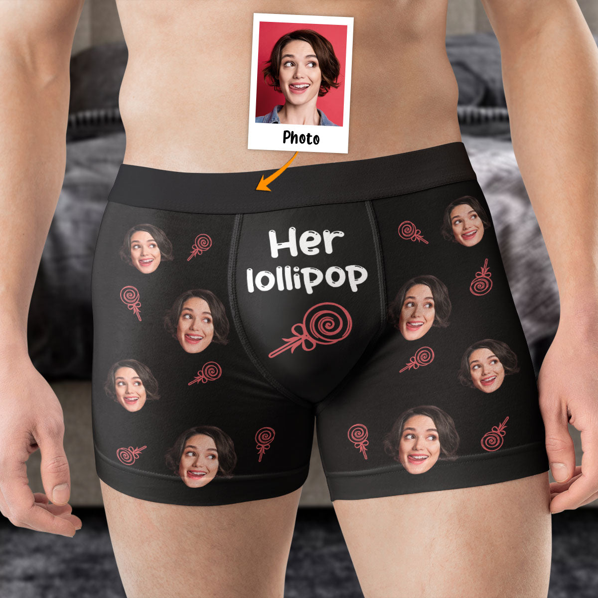 Her Lollipop-His Ice Cream - Personalized Photo Couple Matching Underwear