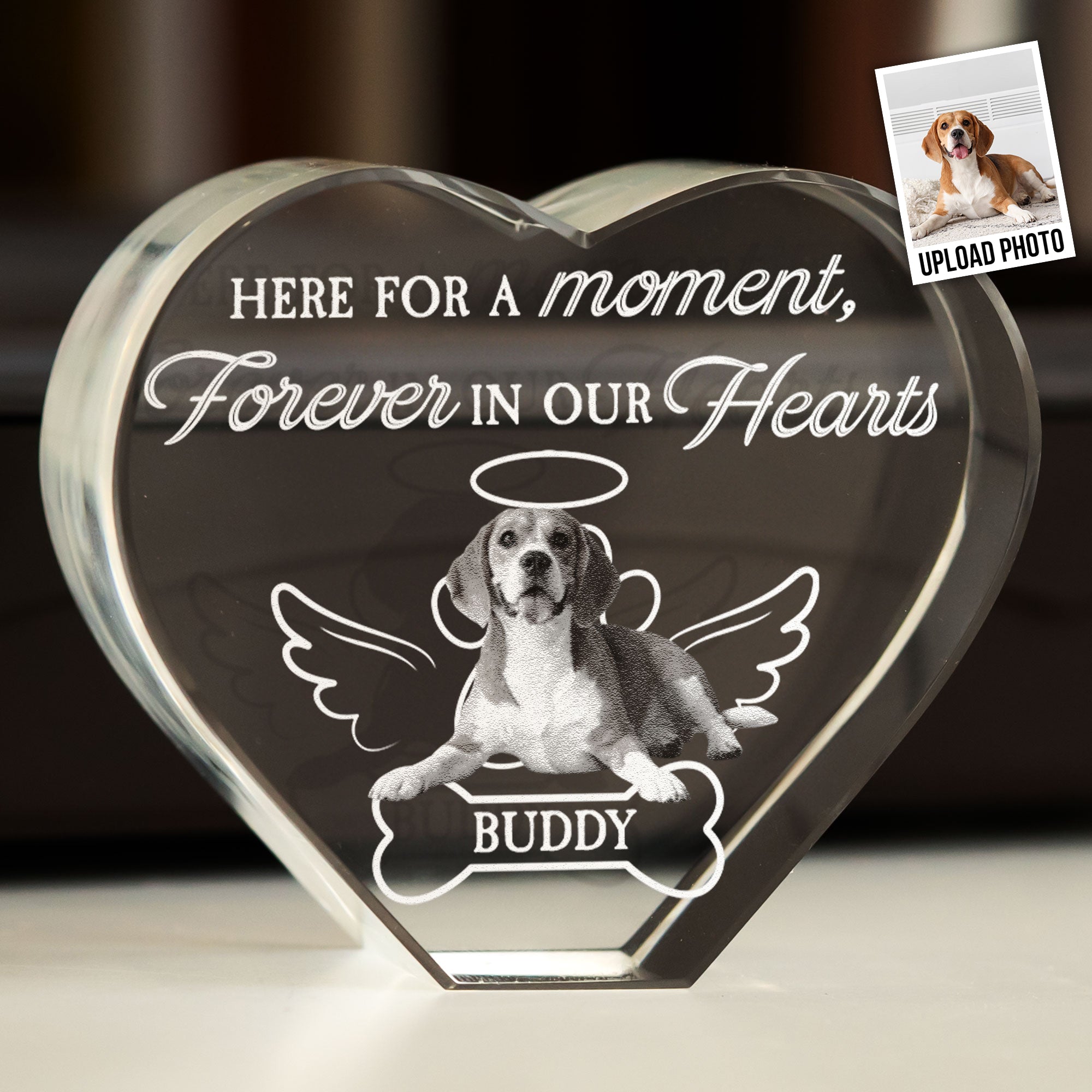 Here For A Moment, Forever In Our Hearts - Custom 3D Crystal Photo