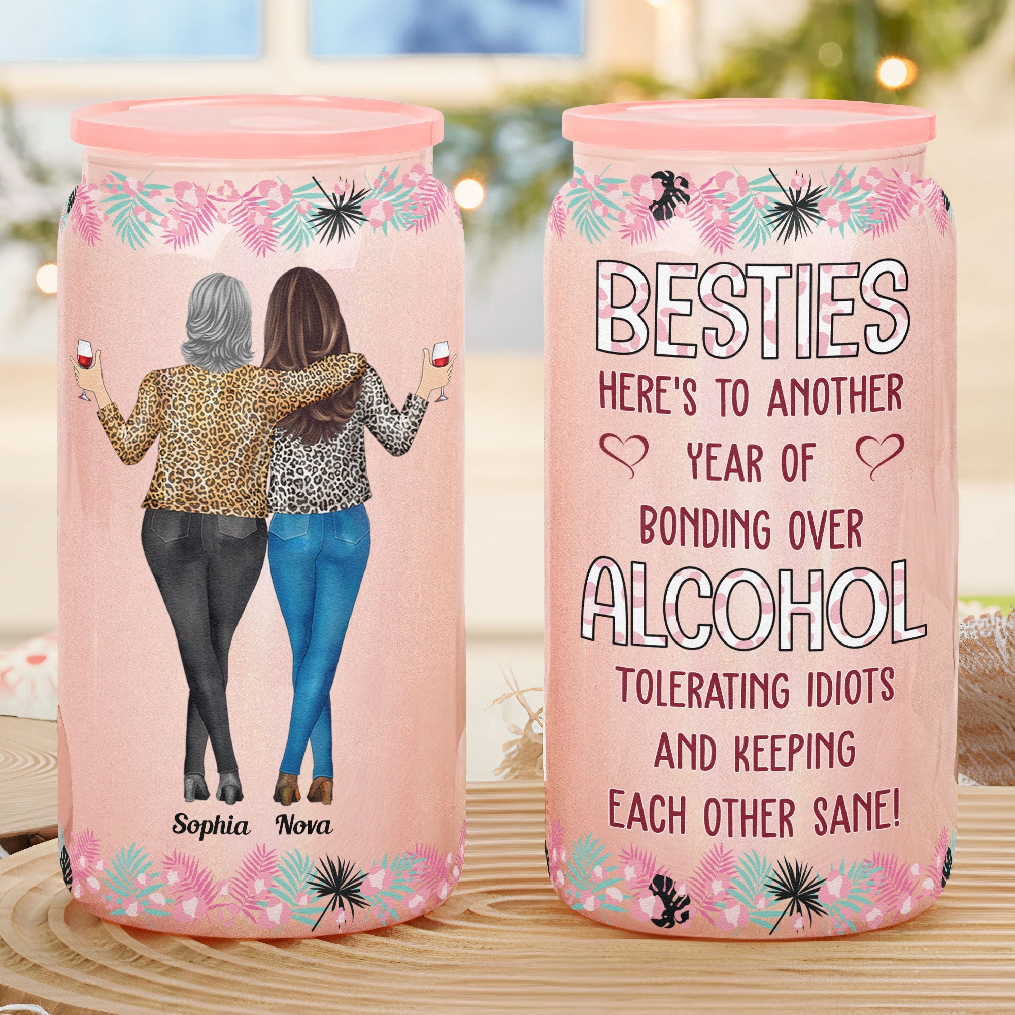 Here's To Another Year Of Bonding Over Alcohol - Personalized Shimmer Glass Can