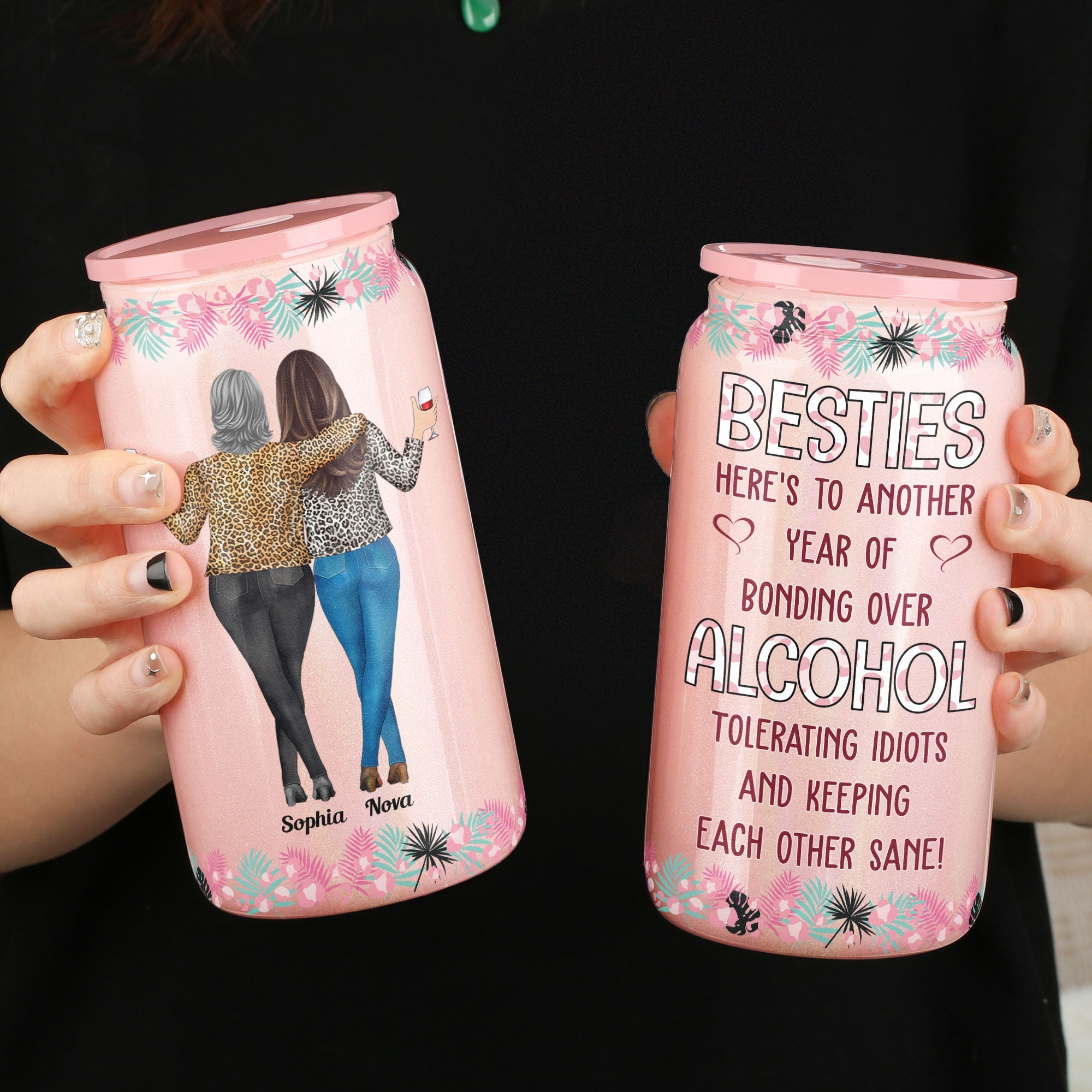 Here's To Another Year Of Bonding Over Alcohol - Personalized Shimmer Glass Can