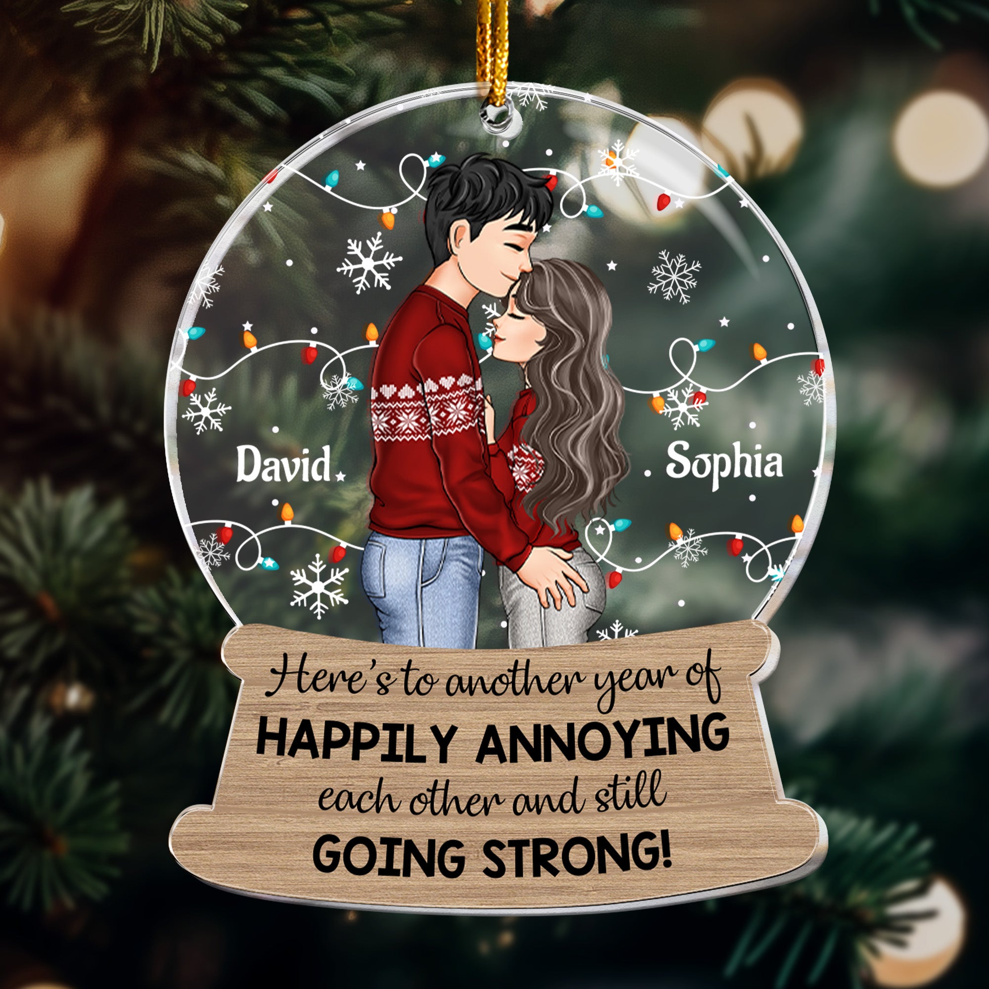 Here's To Another Year Of Happily Annoying Each Other - Personalized Acrylic Ornament