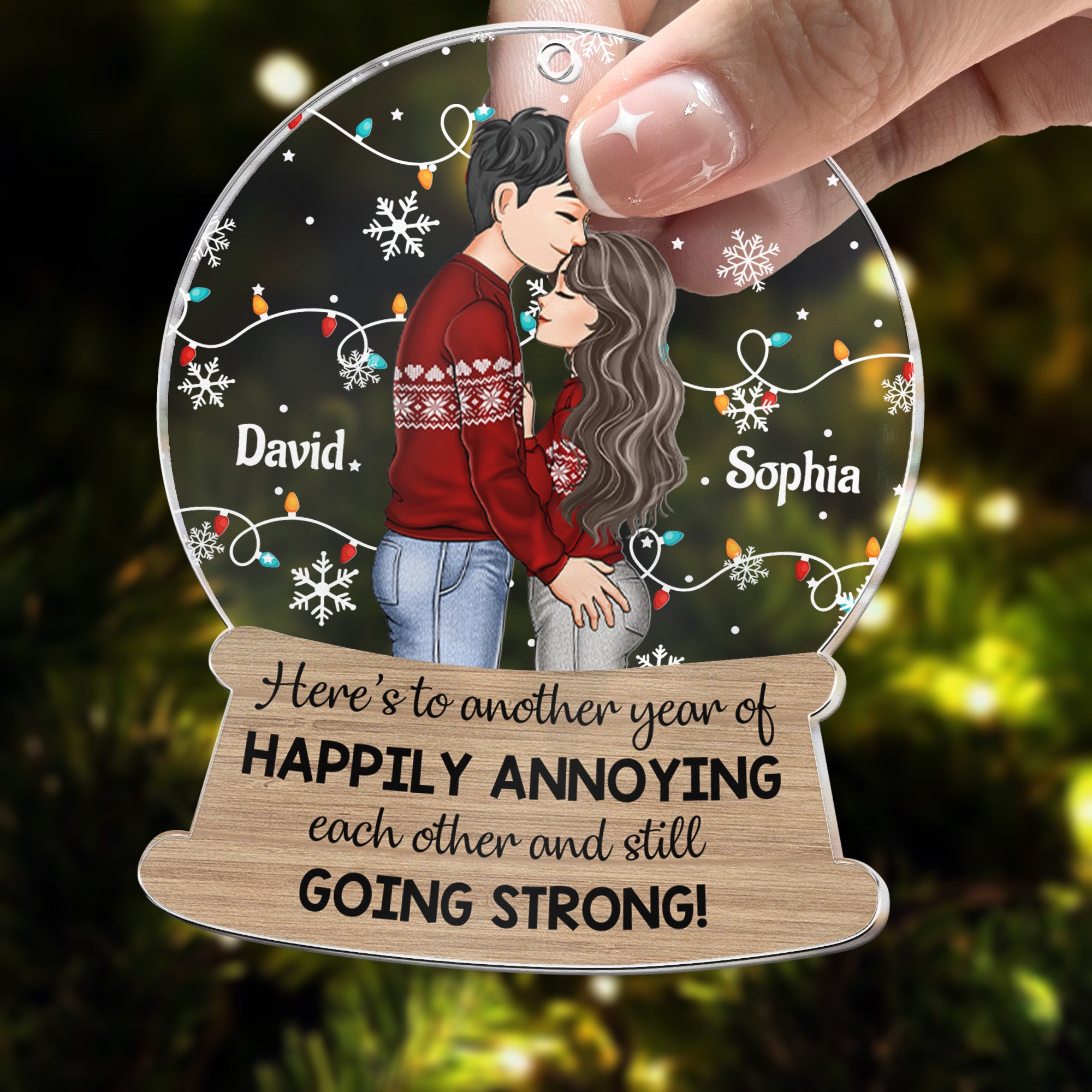 Here's To Another Year Of Happily Annoying Each Other - Personalized Acrylic Ornament