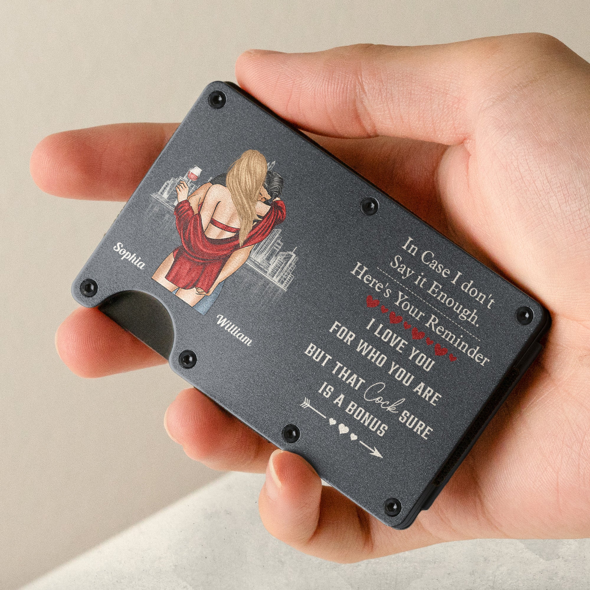 Here's Your Reminder - Gifts For Husband, Bf, Men - Personalized Metal Card Holder