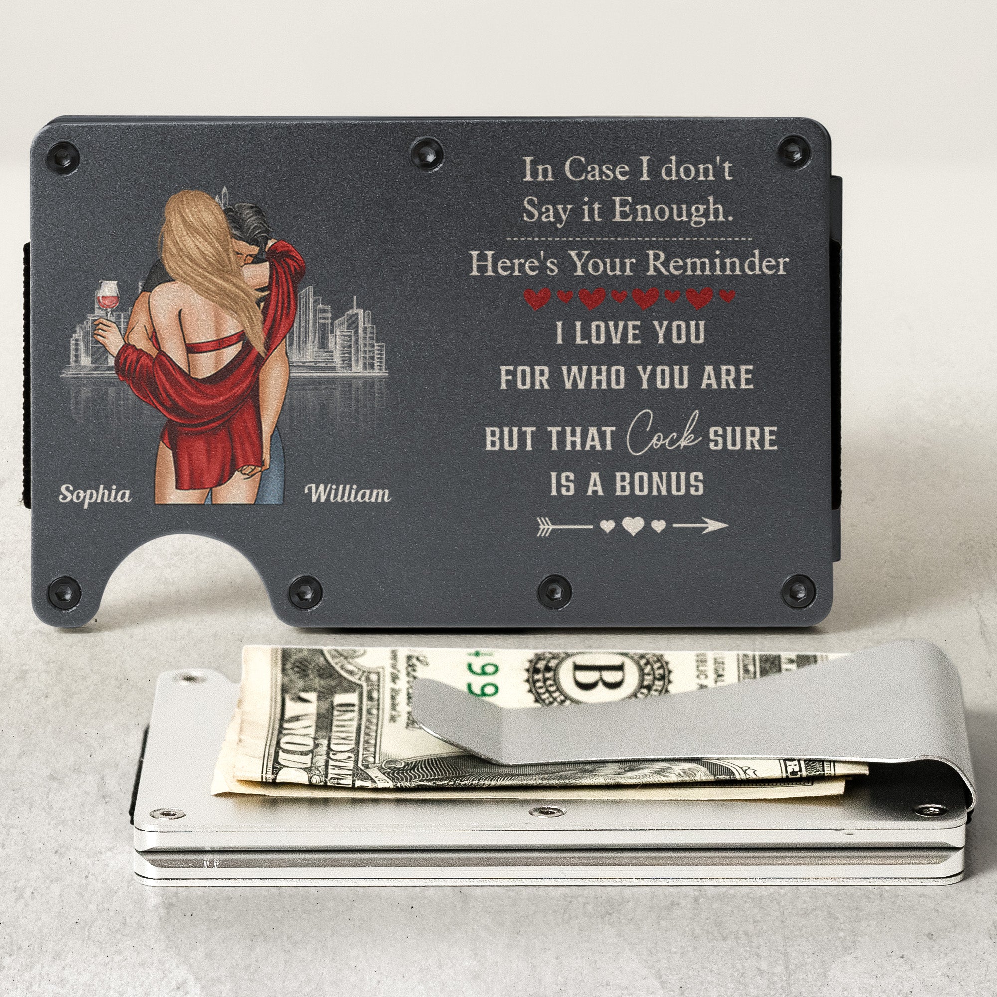 Here's Your Reminder - Gifts For Husband, Bf, Men - Personalized Metal Card Holder