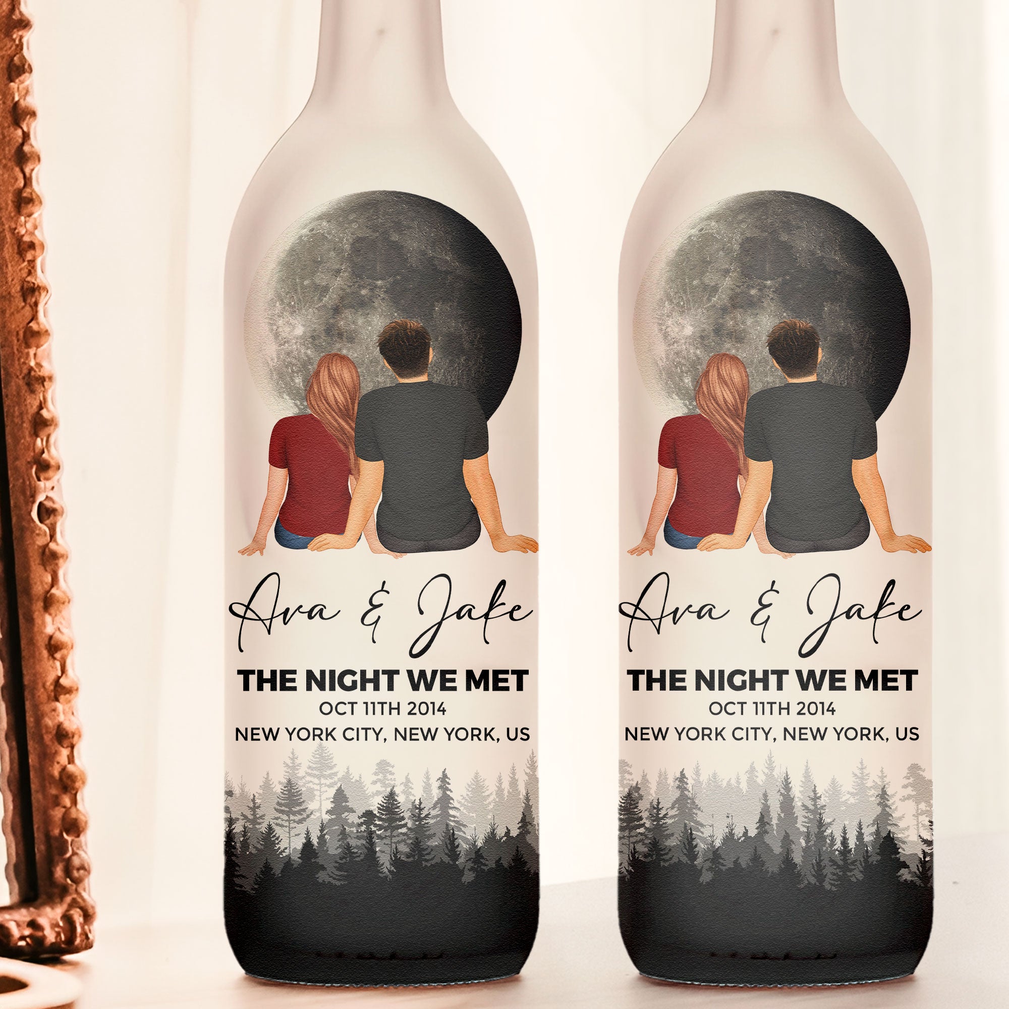 Moonlight On The Night We Met - Personalized Bottle Lamp